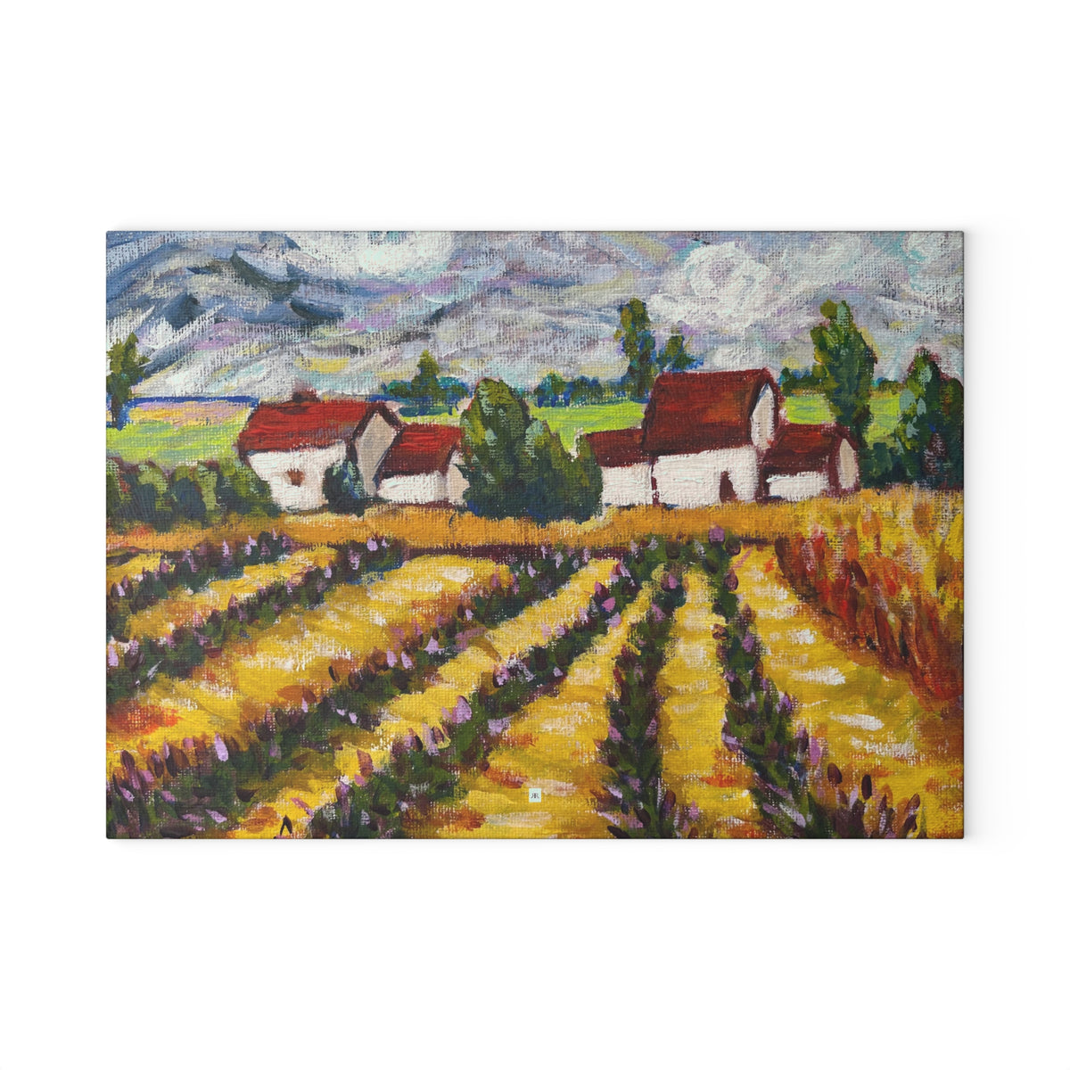 Glass Cutting Board-Charming Cotswolds Lavender Farm