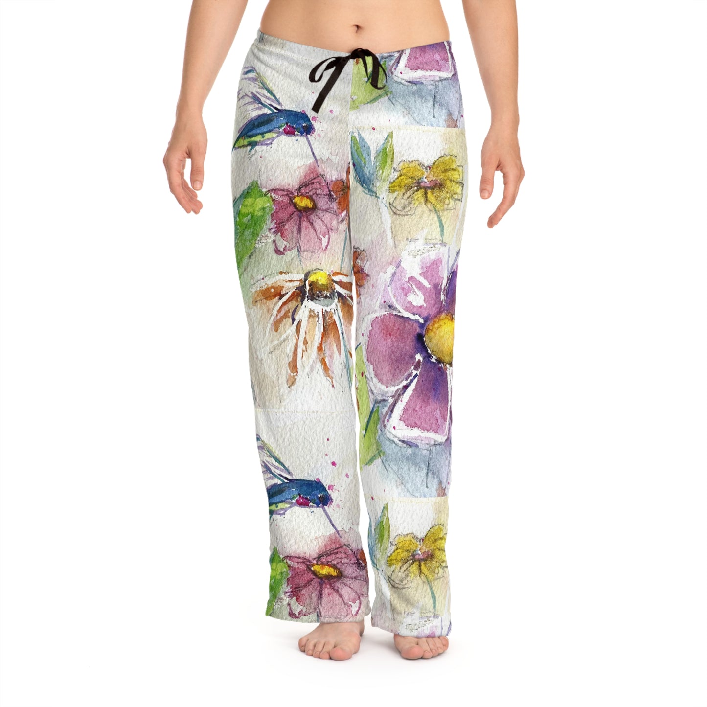 Pajama Pants - Hummingbird in the Garden- Women's Pajama Pants