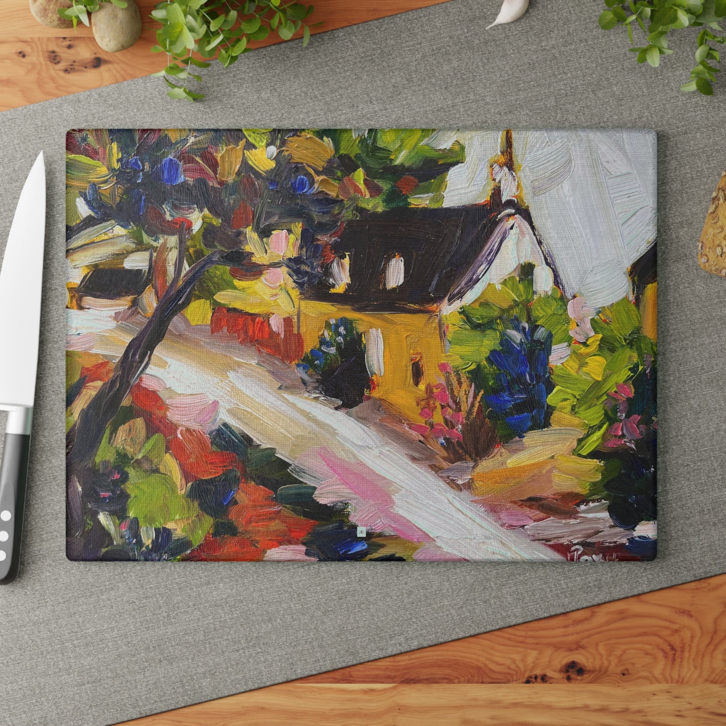 Snowshill Thatched Cottage Cotswolds Glass Cutting Board
