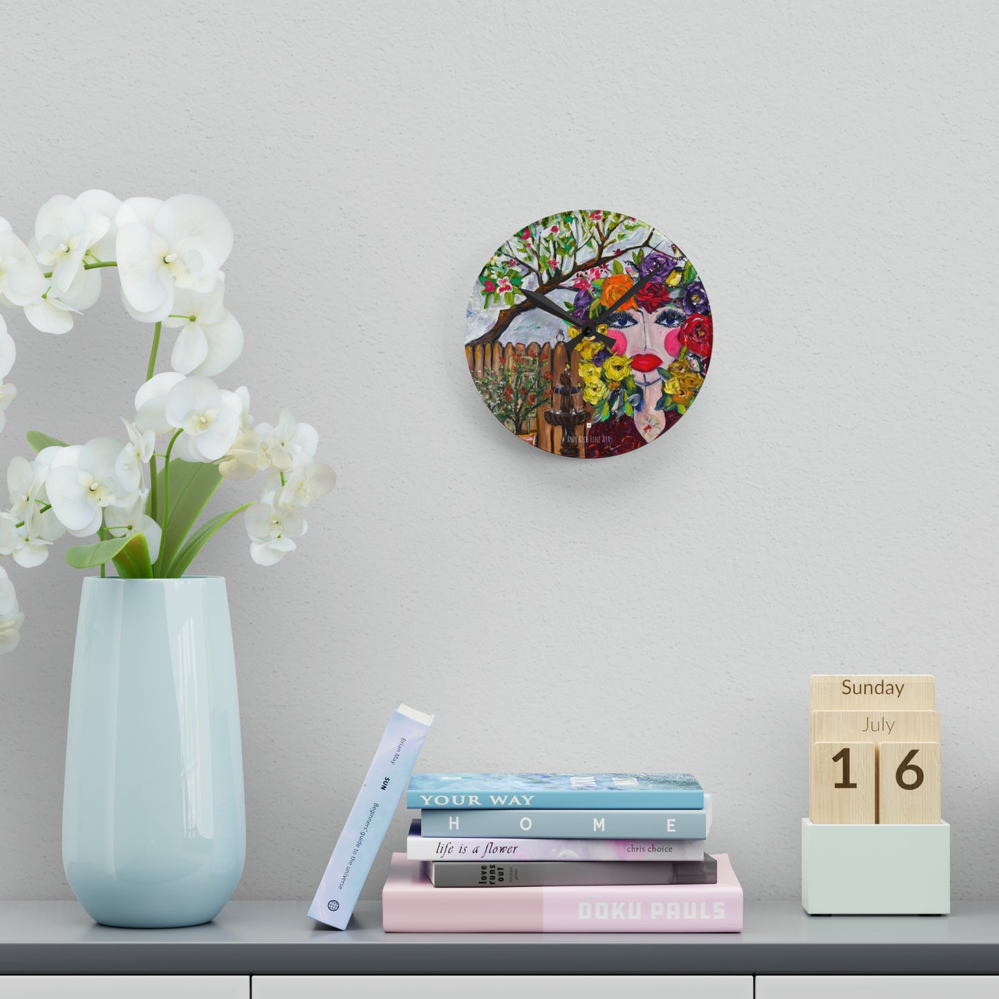 Birds and Blossoms Acrylic Wall Clock