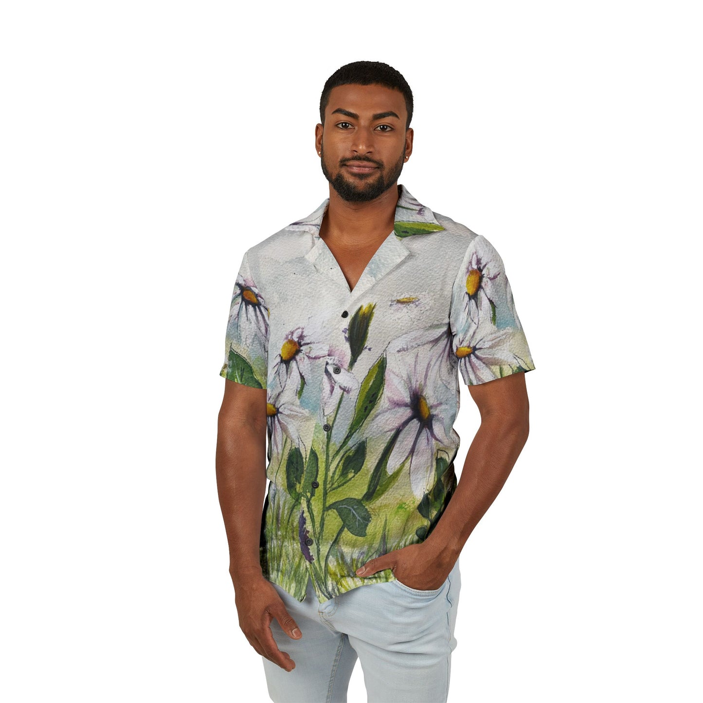 Men's Hawaiian Camp Shirt (AOP)-Daisy Meadow