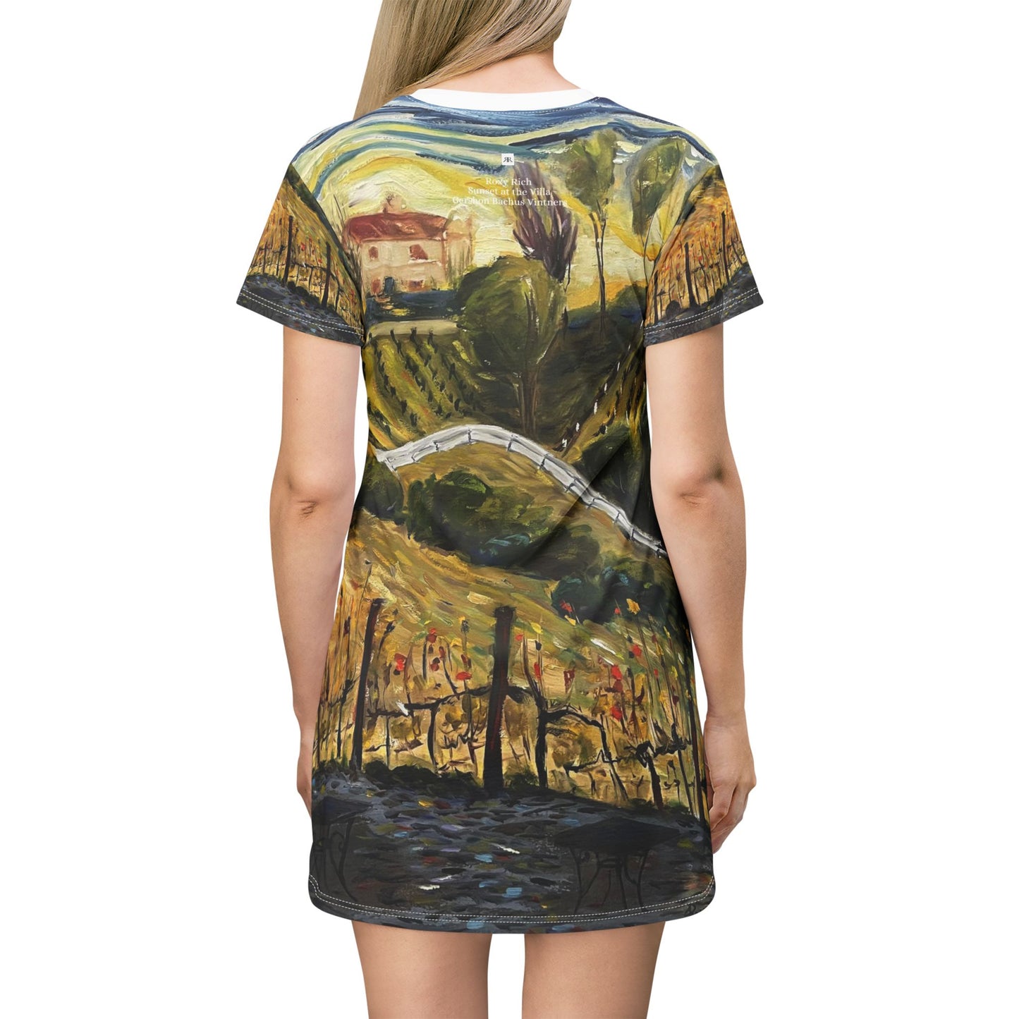 T-Shirt Dress (AOP)-Sunset at the Villa - Gershon Bachus Vintners