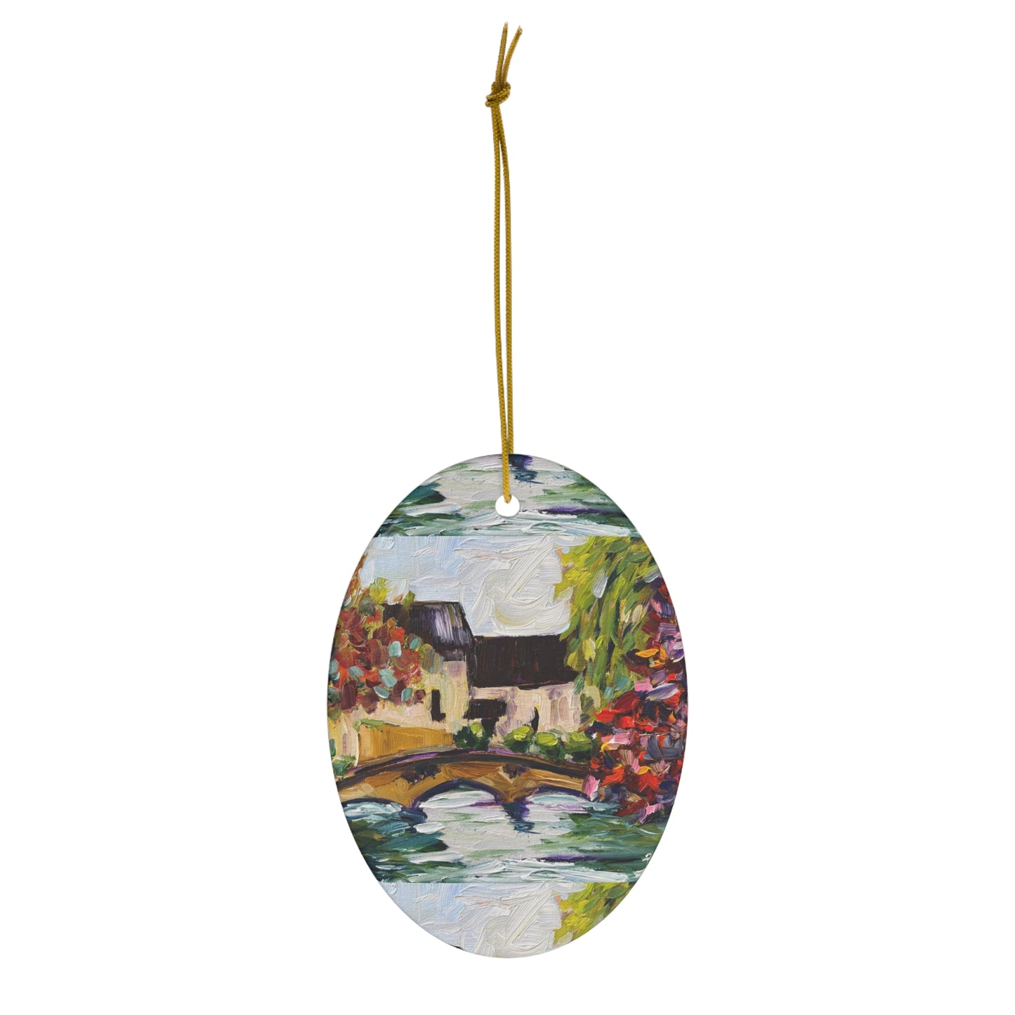Bourton on the Water in Autumn Cotswolds Ceramic Ornament