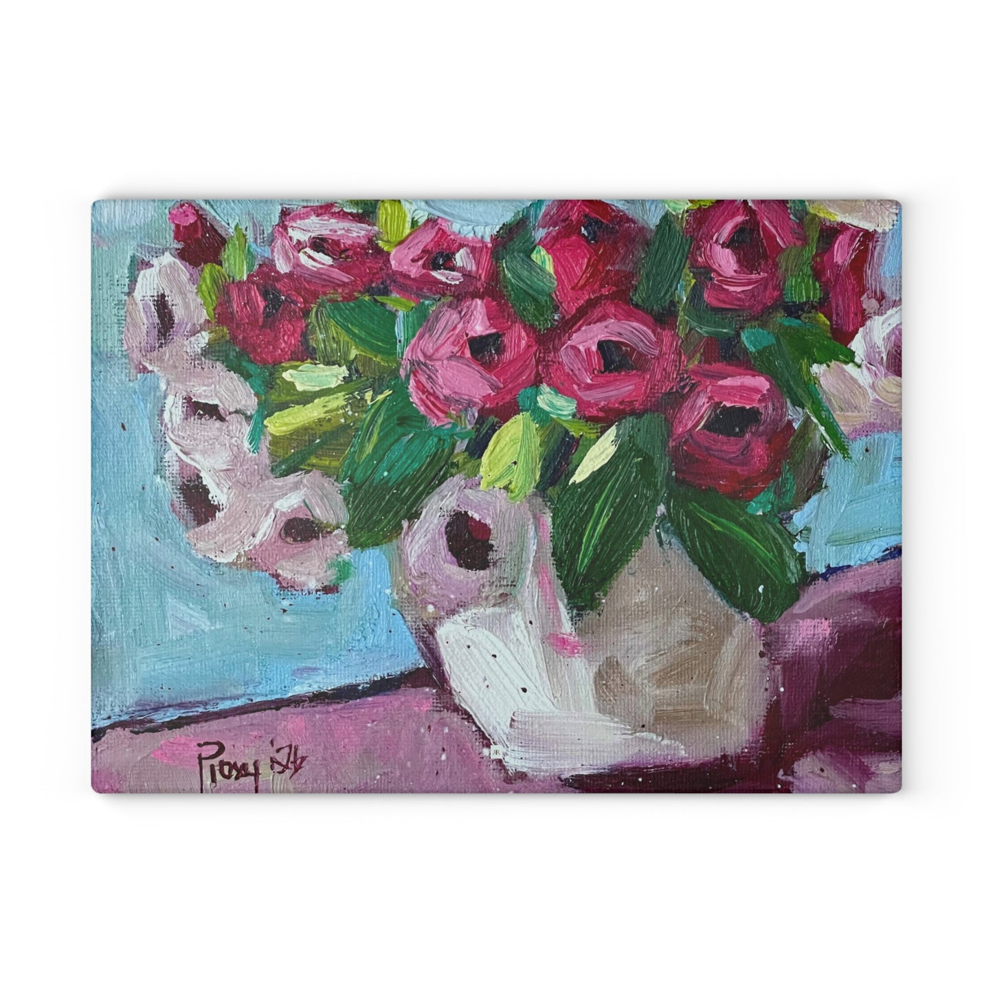 Glass Cutting Board-Blushing Blooms