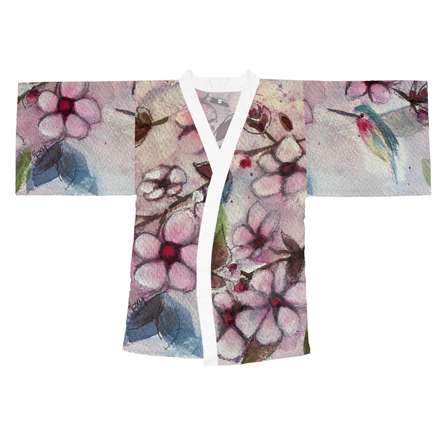 Kimono Robe - Beautiful Hummingbird in Cherry Blossoms