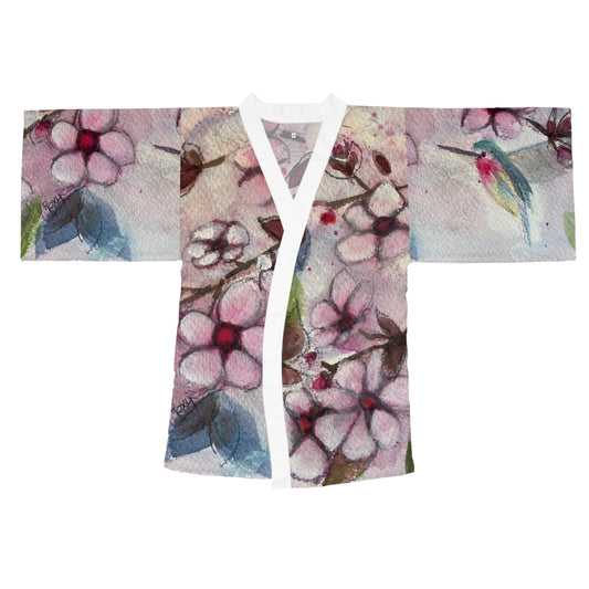 Kimono Robe - Beautiful Hummingbird in Cherry Blossoms