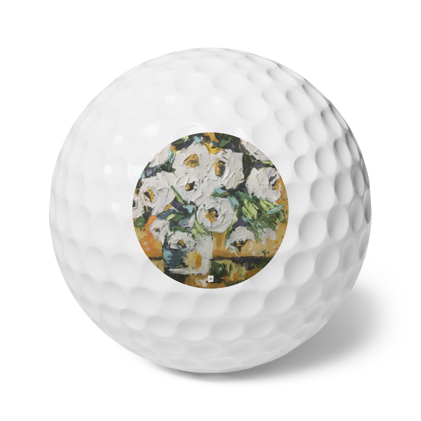 Golf Balls, 6pcs-Shabby Roses in Gold