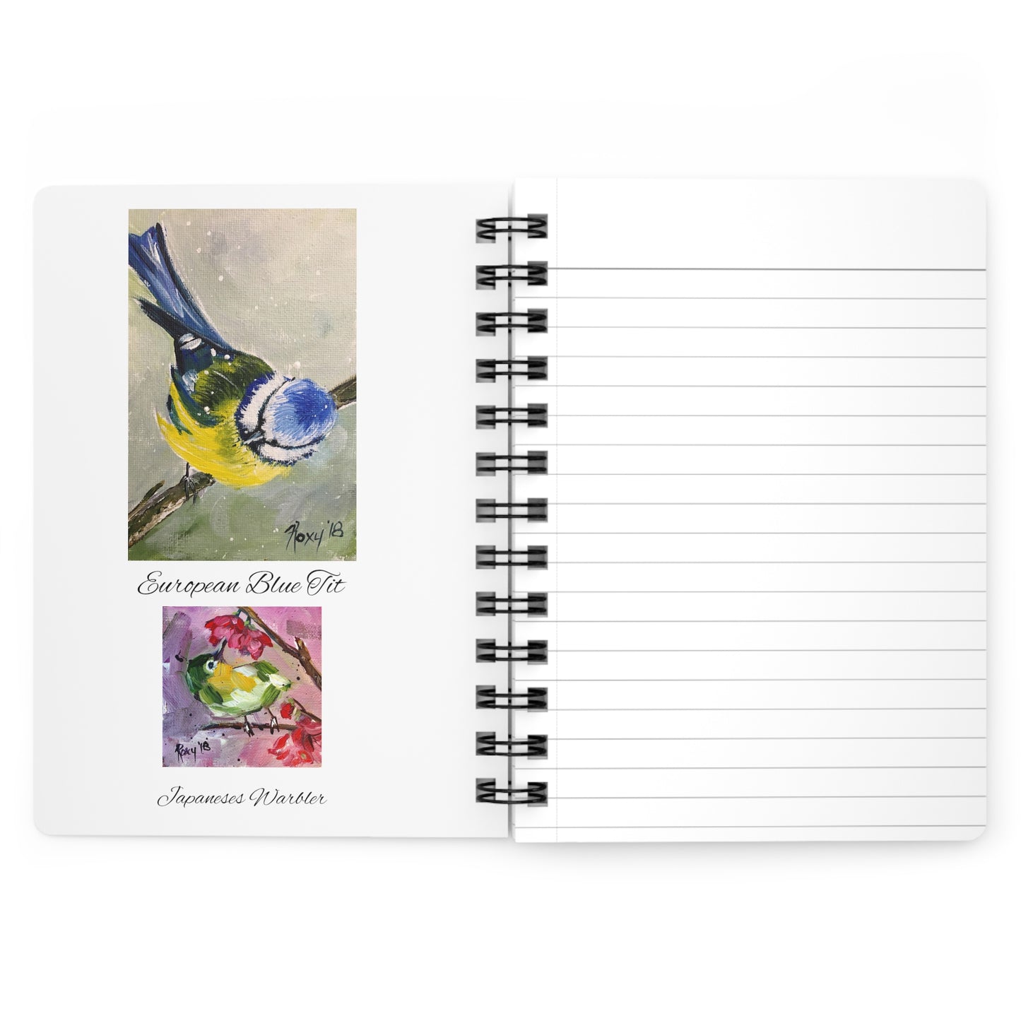 Birds-Six colorful Bird Paintings- Spiral Bound Journal