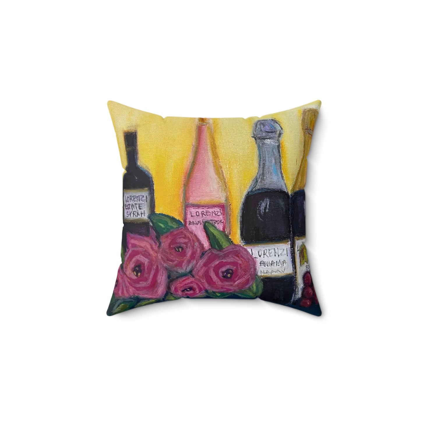 Lorenzi Estate Wine and Roses Indoor Spun Polyester Square Pillow