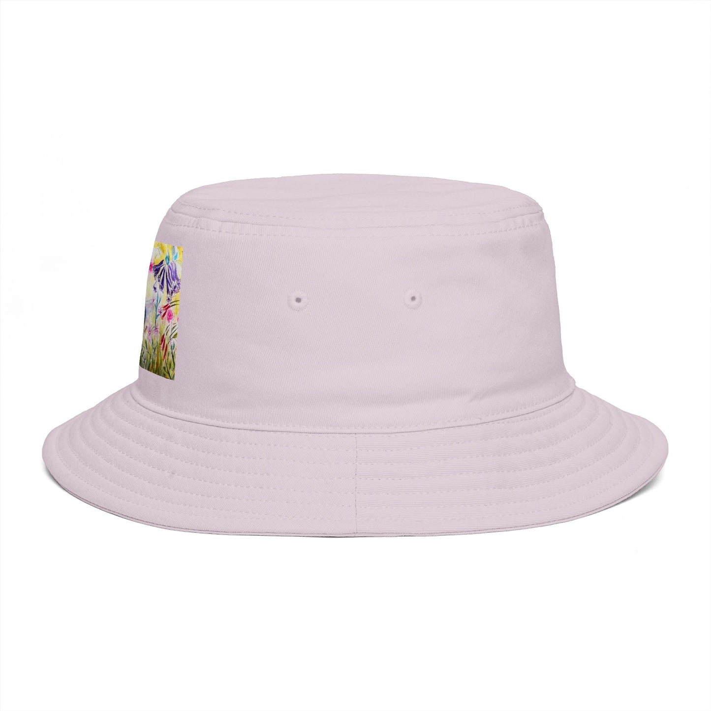 Roxy Rich Fine Art -Hummingbird in a Tube Flower Garden - Stylish Durable Bucket Hat