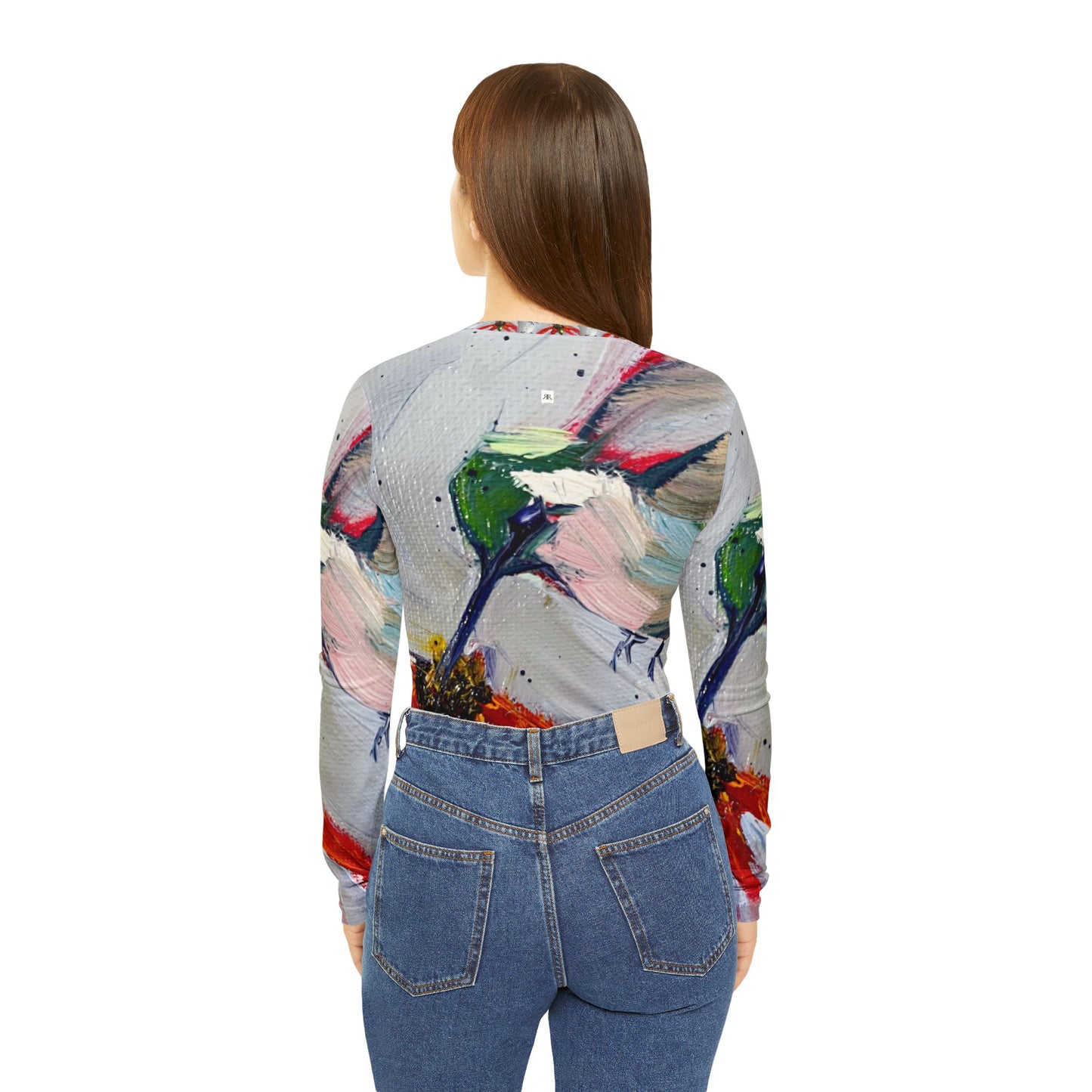 Long Sleeve Shirt- Hummingbird at a Coneflower- V-neck Women's