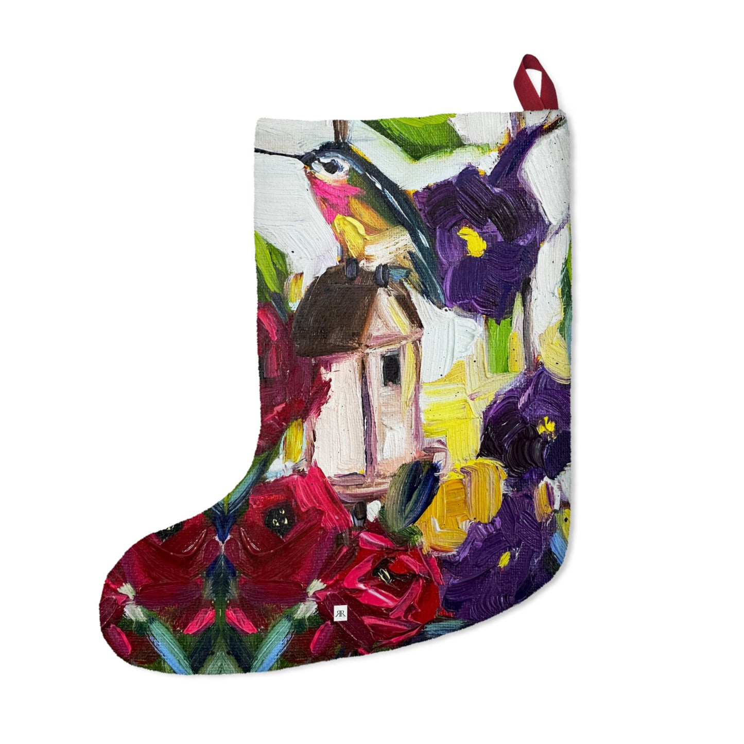 Hummingbird by the Window Colorful Christmas Stocking