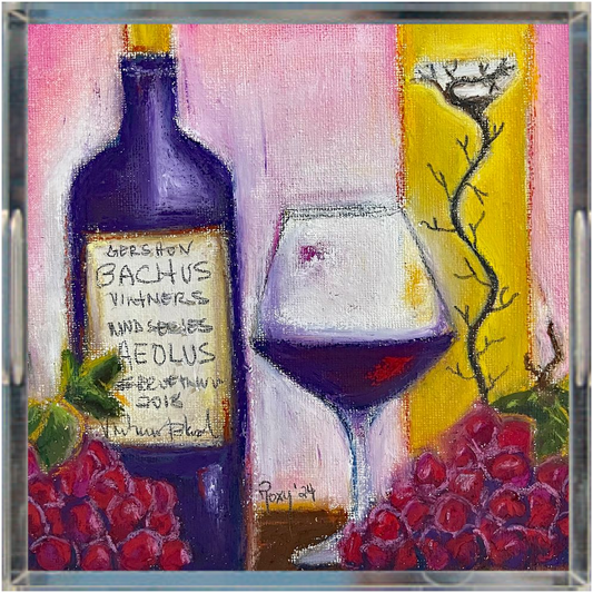 Aeolus GBV Wine and Clique Glass- Acrylic Tray Square