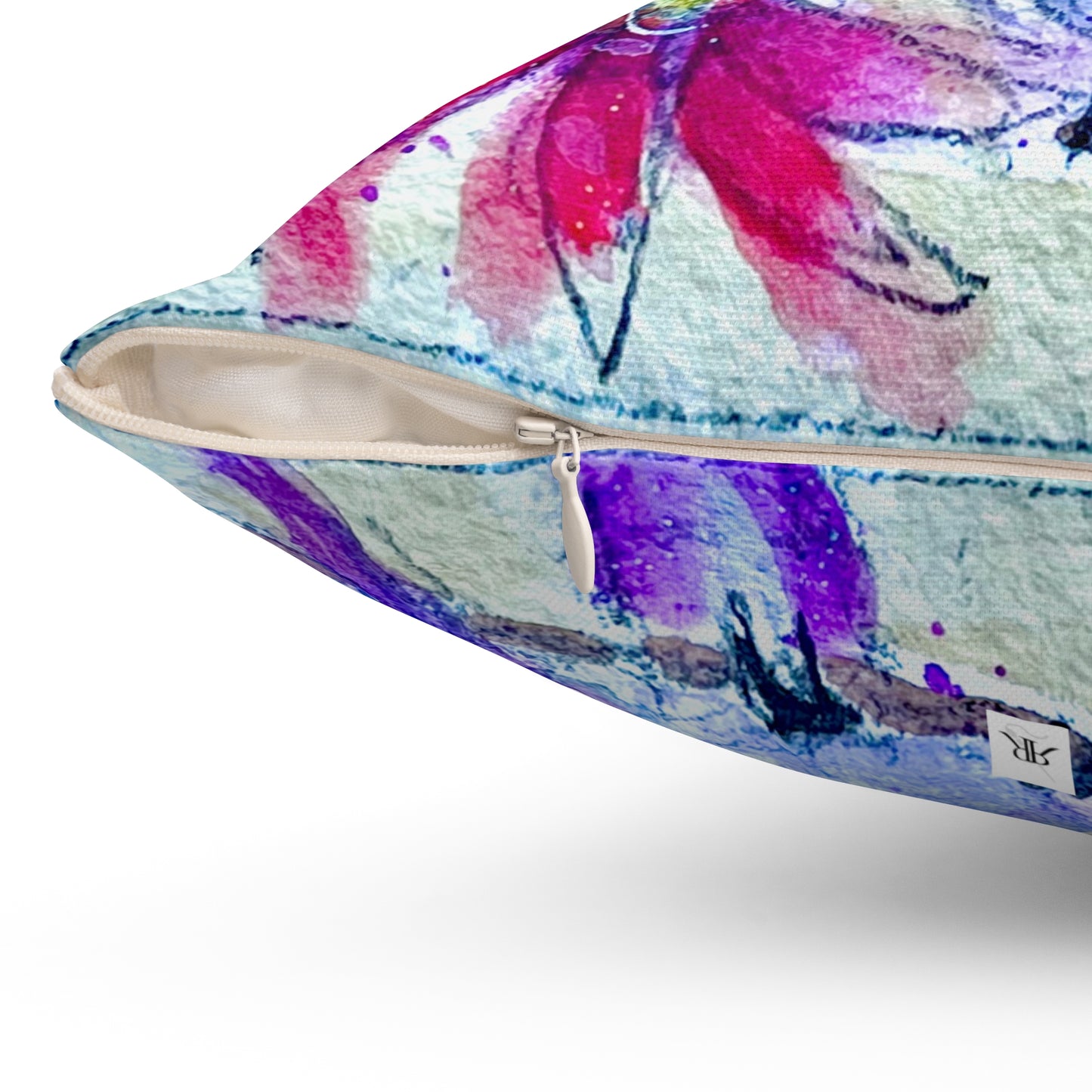 Purple Perch Hummingbird  Throw Pillow — Bright Colorful Accent Pillow