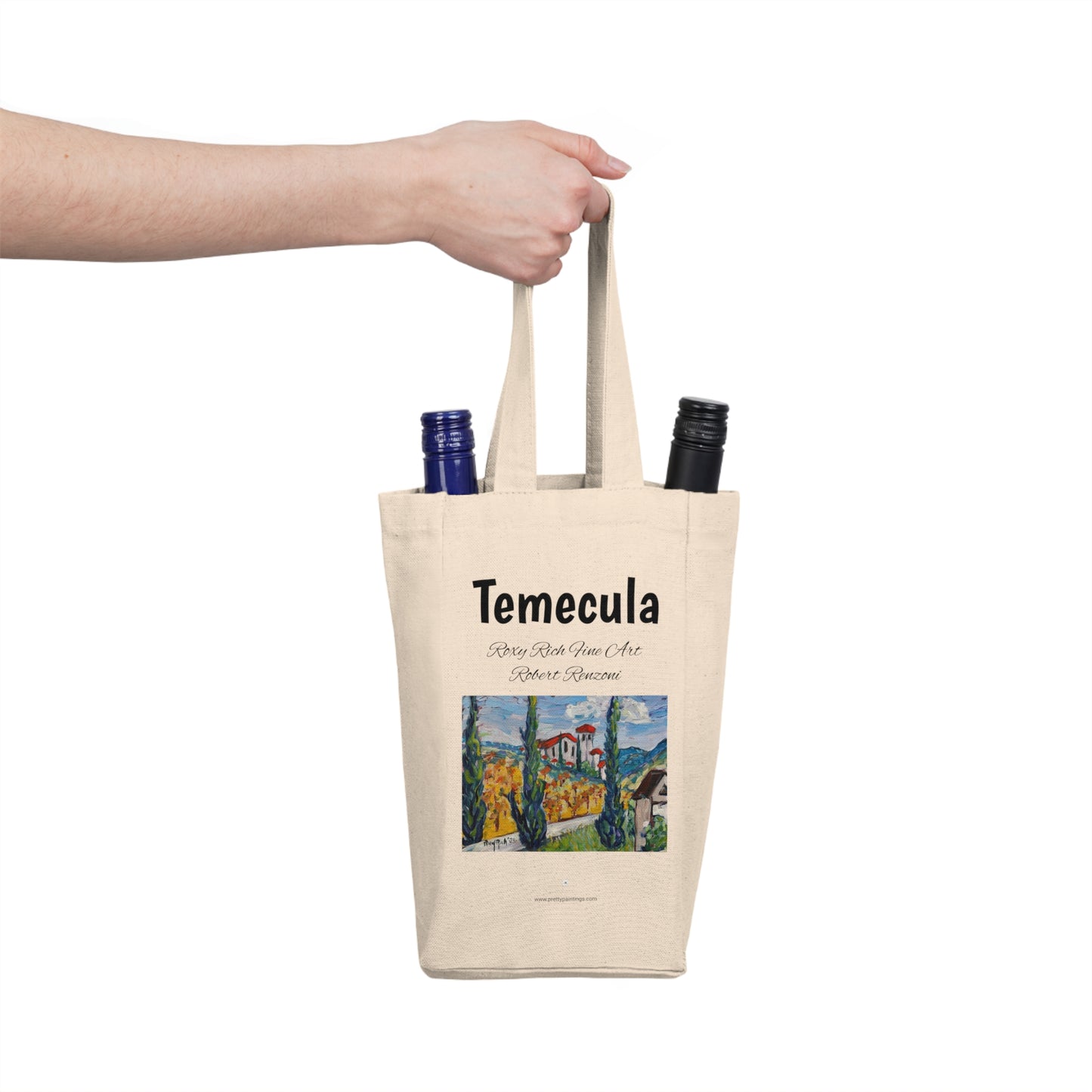 Sac fourre-tout double à vin Temecula avec peinture « Robert Renzoni »
