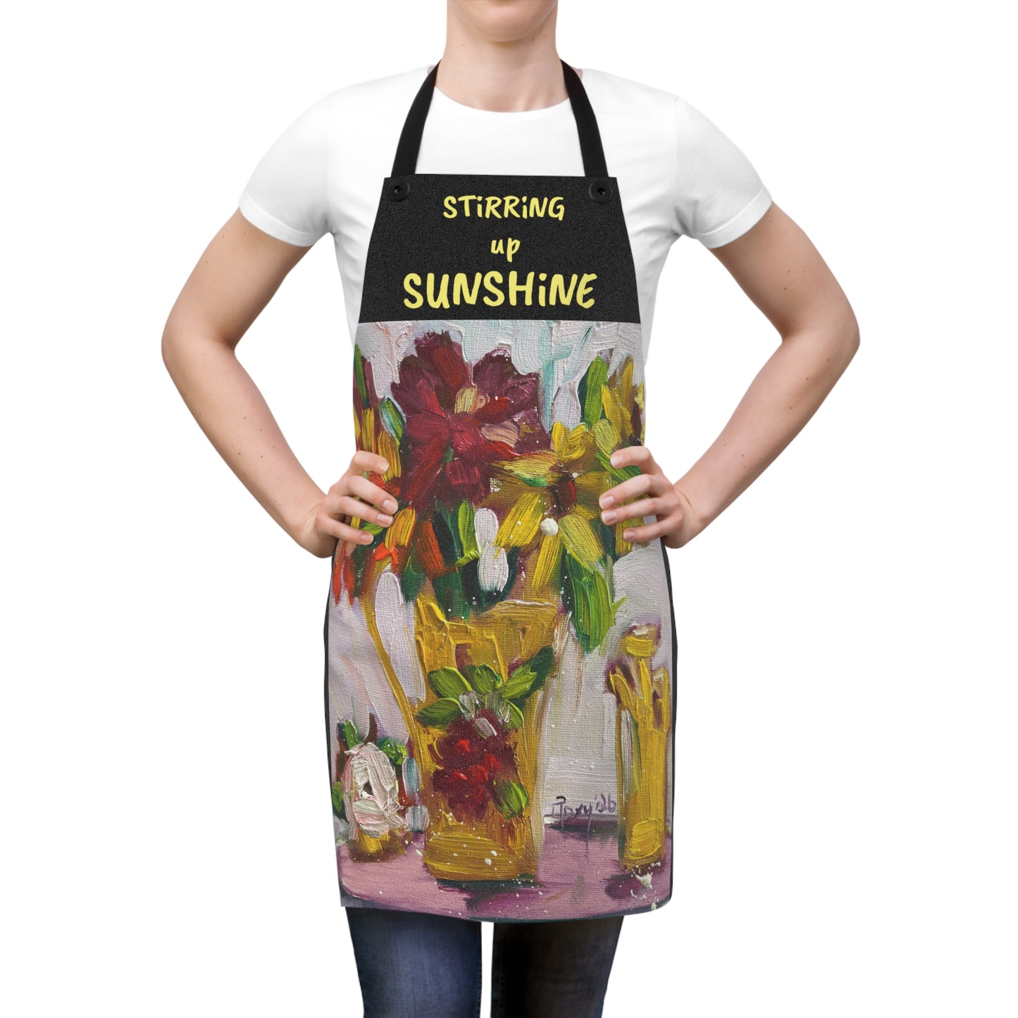 Copy of "Stirring up Sunshine" Petals on the Patio Art Apron – Vibrant Painterly Kitchen Decor