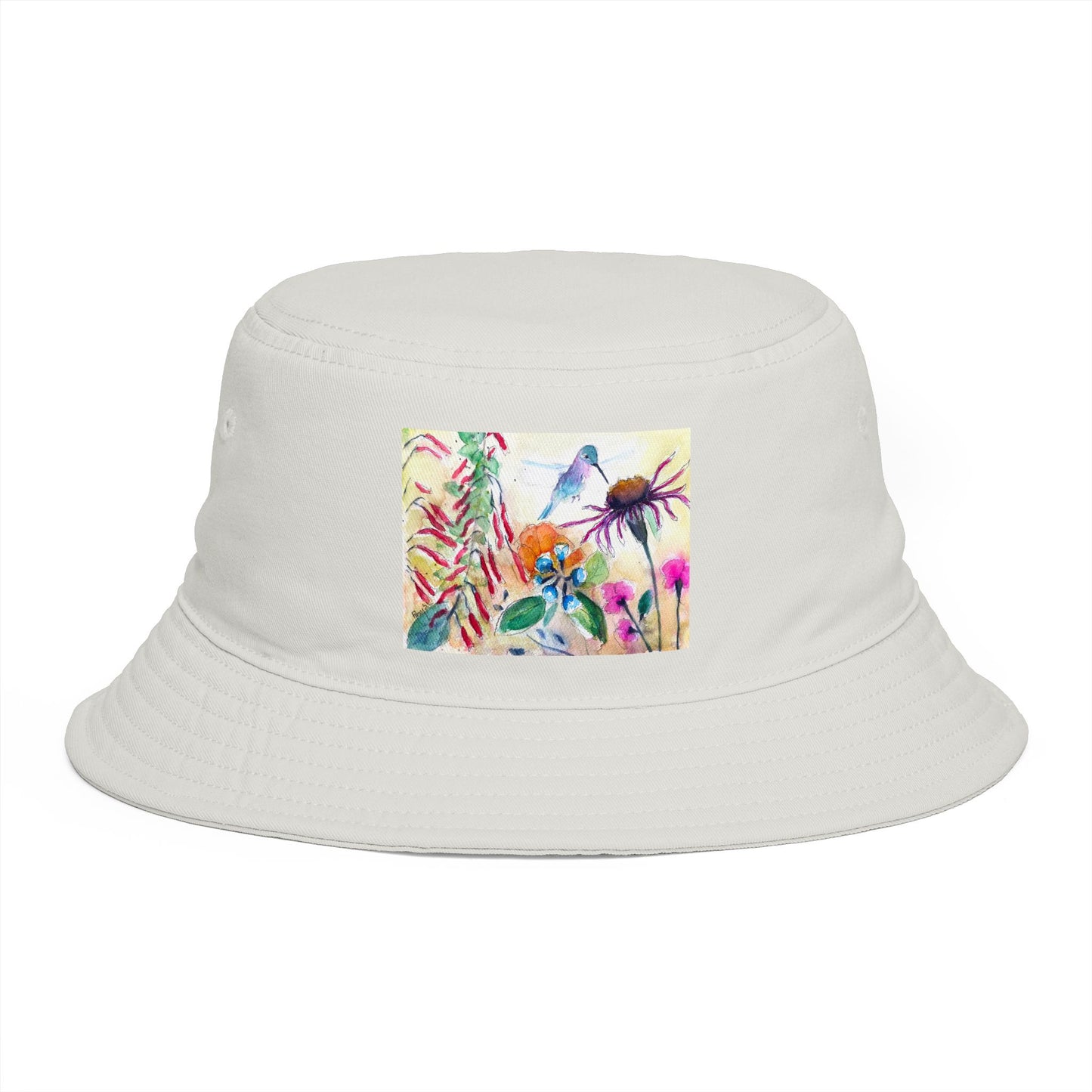 Roxy Rich Fine Art -Hummingbird Garden - Stylish Durable Bucket Hat