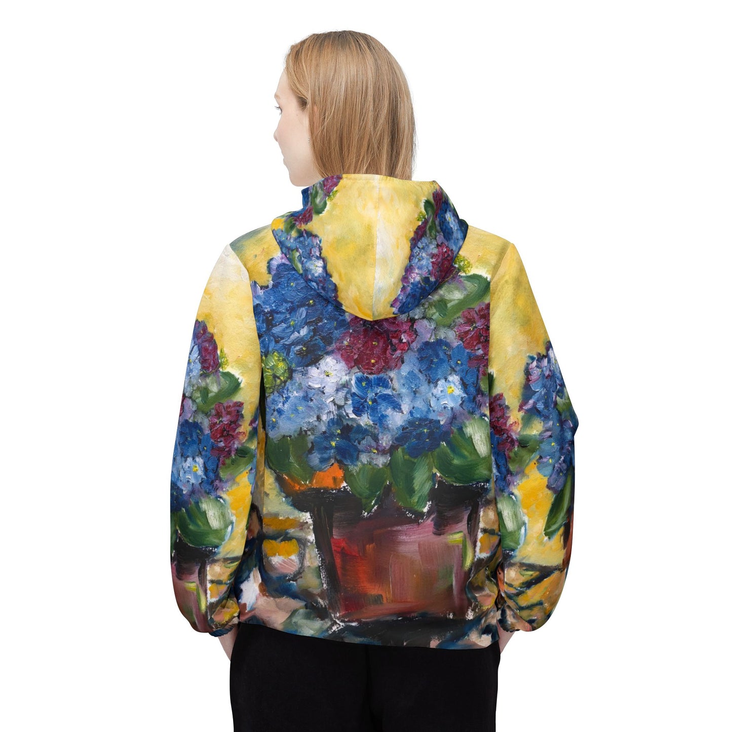 Lightweight Windbreaker Jacket — Hydrangeas on the Patio
