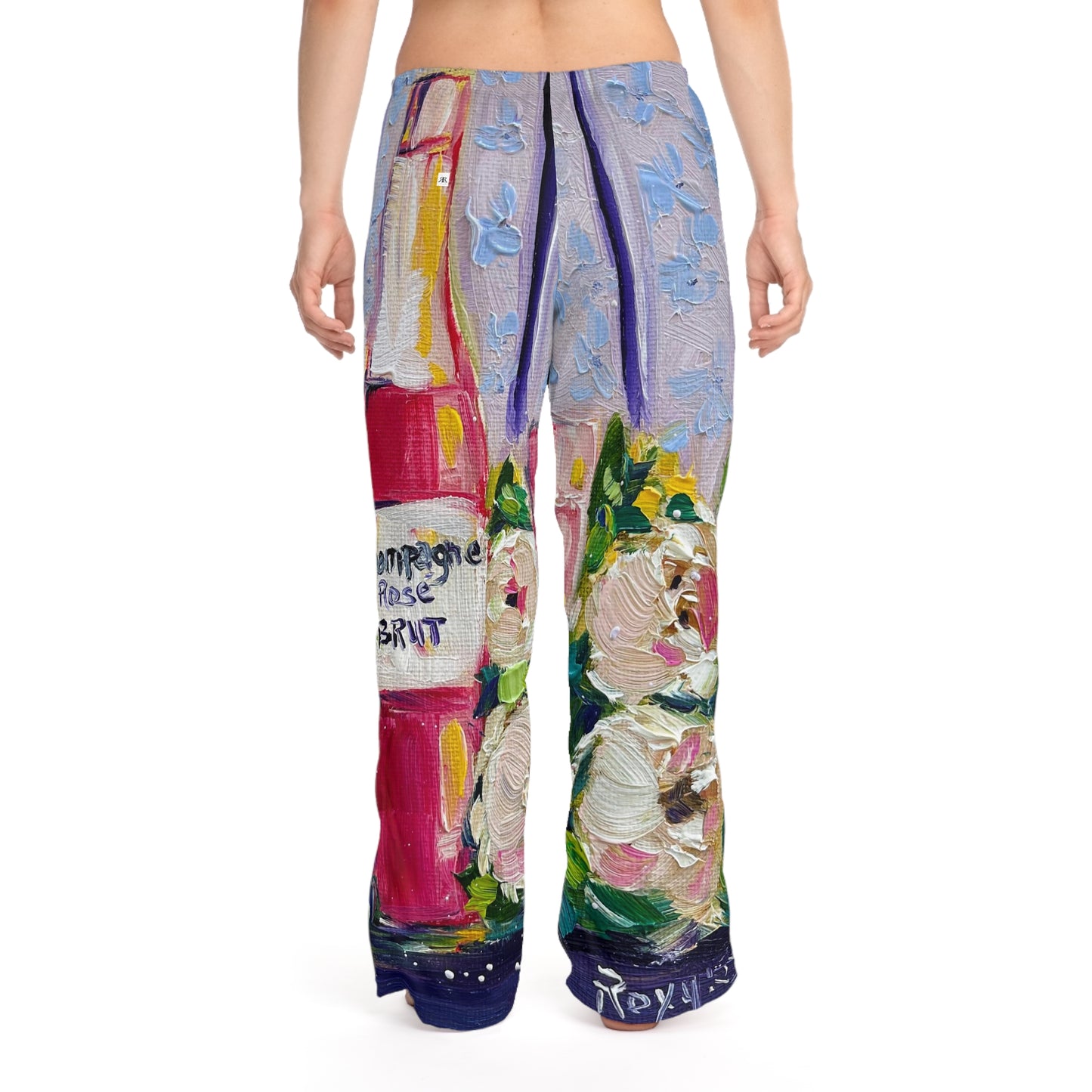 Pajama Pants - Pink Champagne and Peonies- Women's Pajama Pants