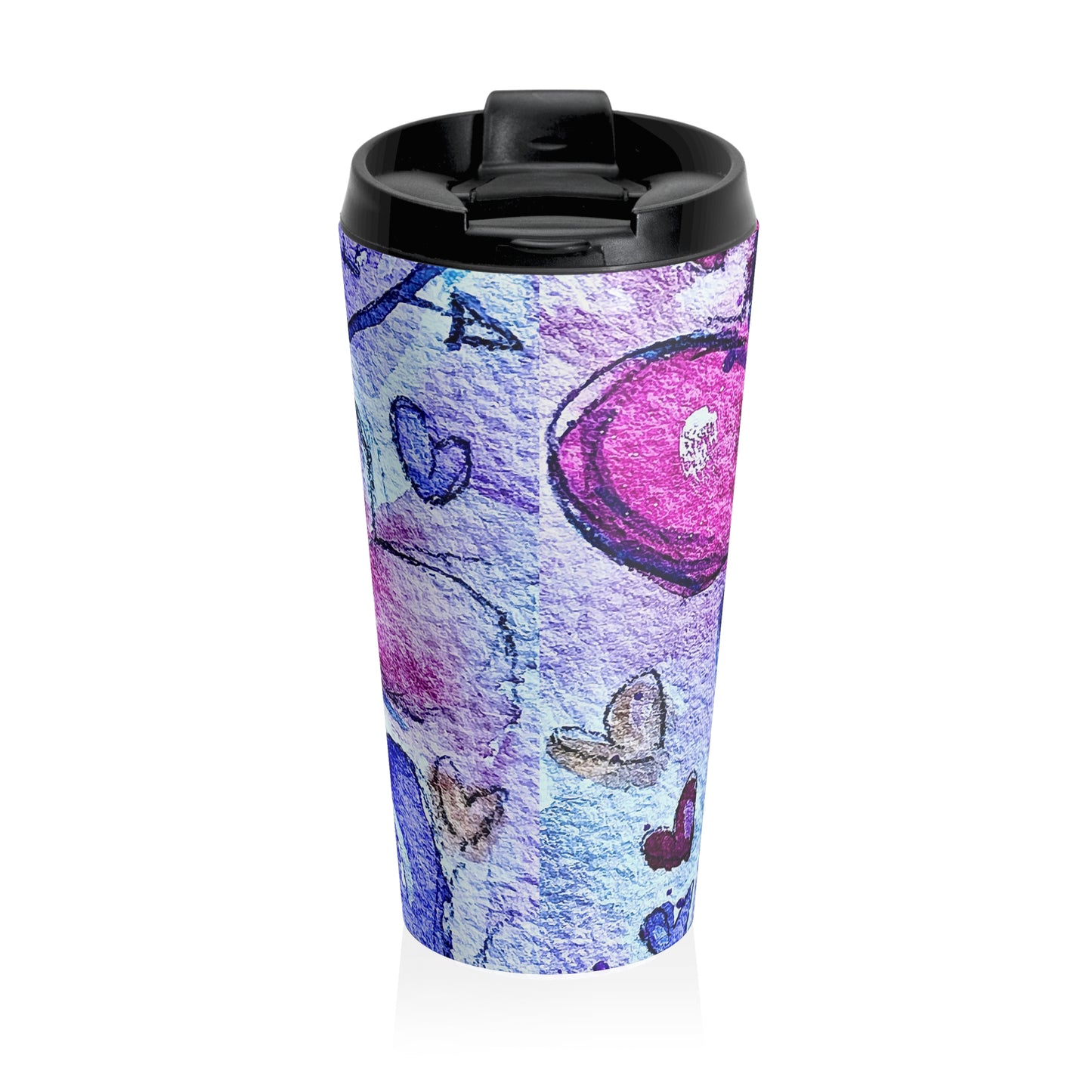 Stainless Steel Travel Mug -Floating Hearts Parade