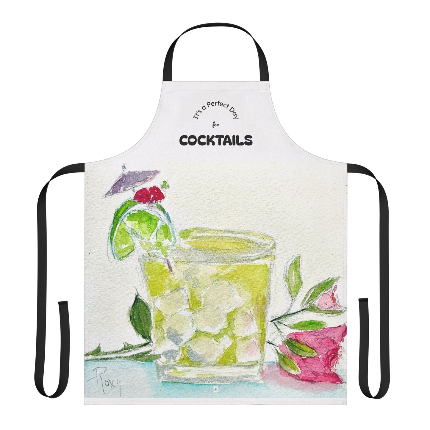 A Perfect Day for Cocktails- Art Apron — "Choose Your Straps"