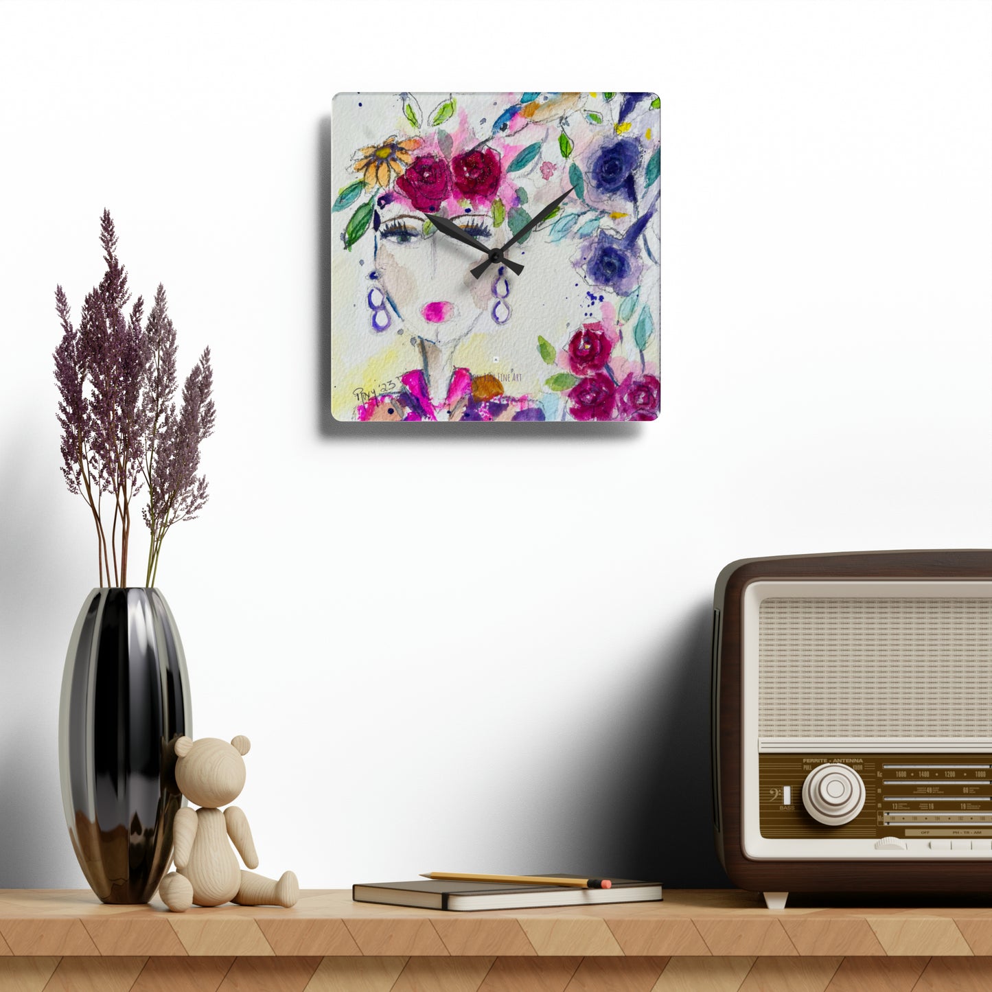 Haute Couture Hummingbird Acrylic Wall Clock