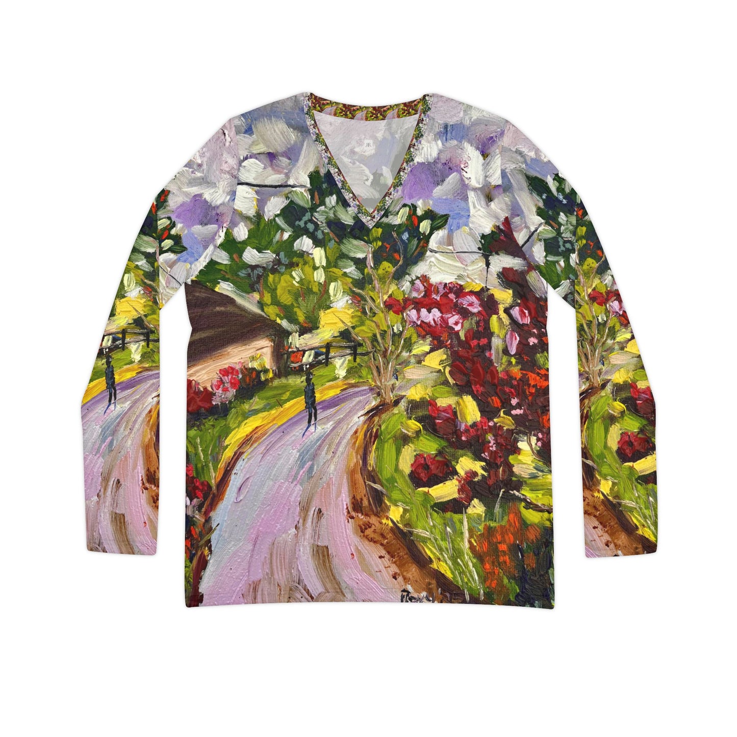 Women's Long Sleeve V-neck Shirt -Dreamy Walk in Churchill