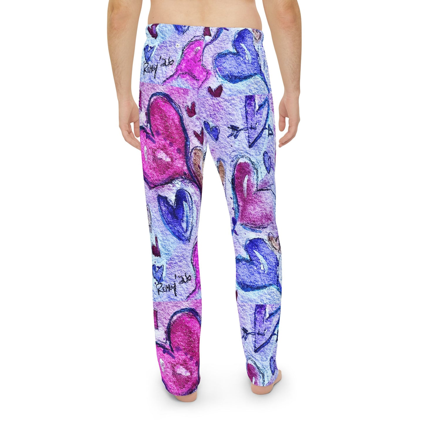 Men's Pajama Pants - Floating Hearts Parade-Fun Valentine Boyfriend Hubby Anniversary Gift