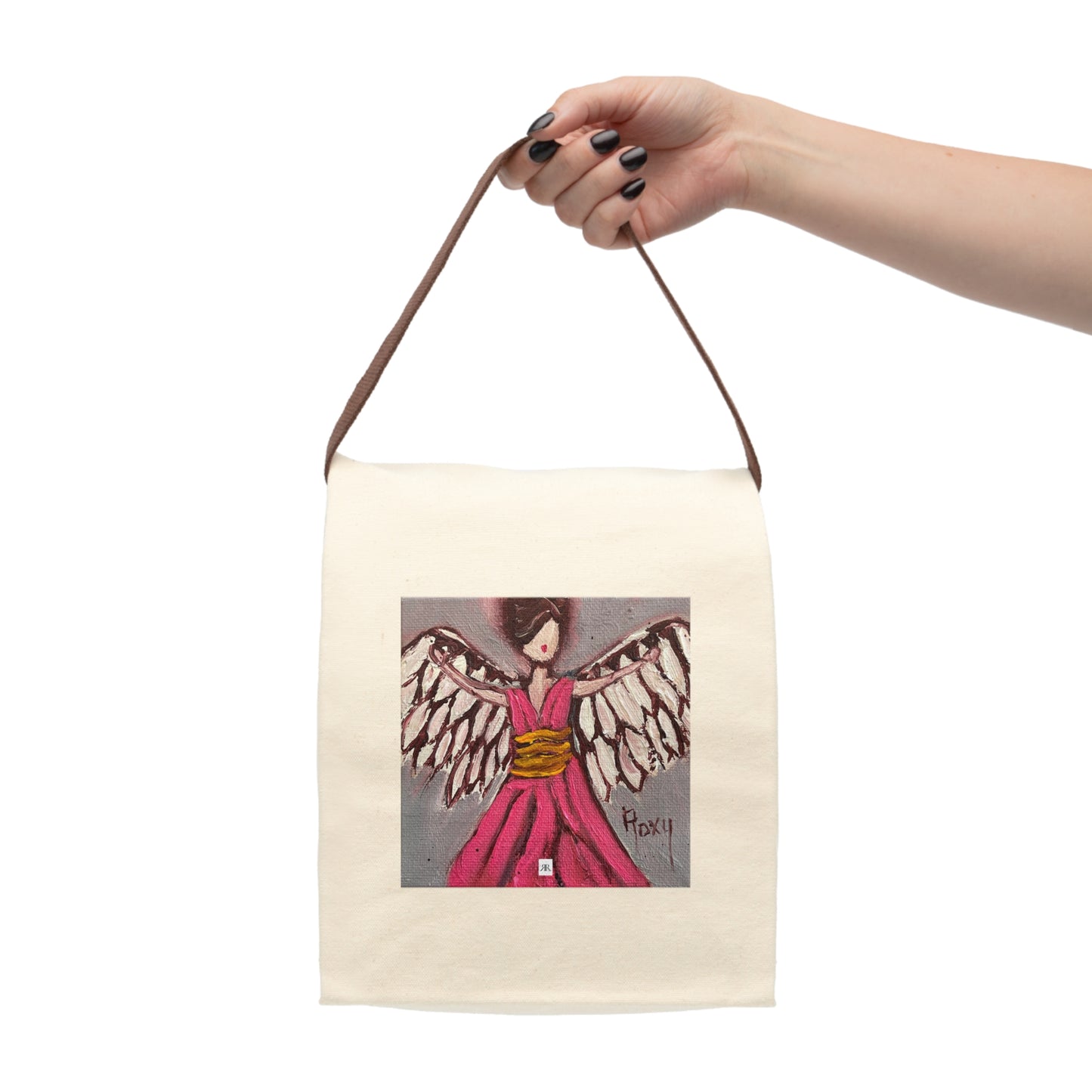 Pink Angel Canvas Lunch Bag with Strap