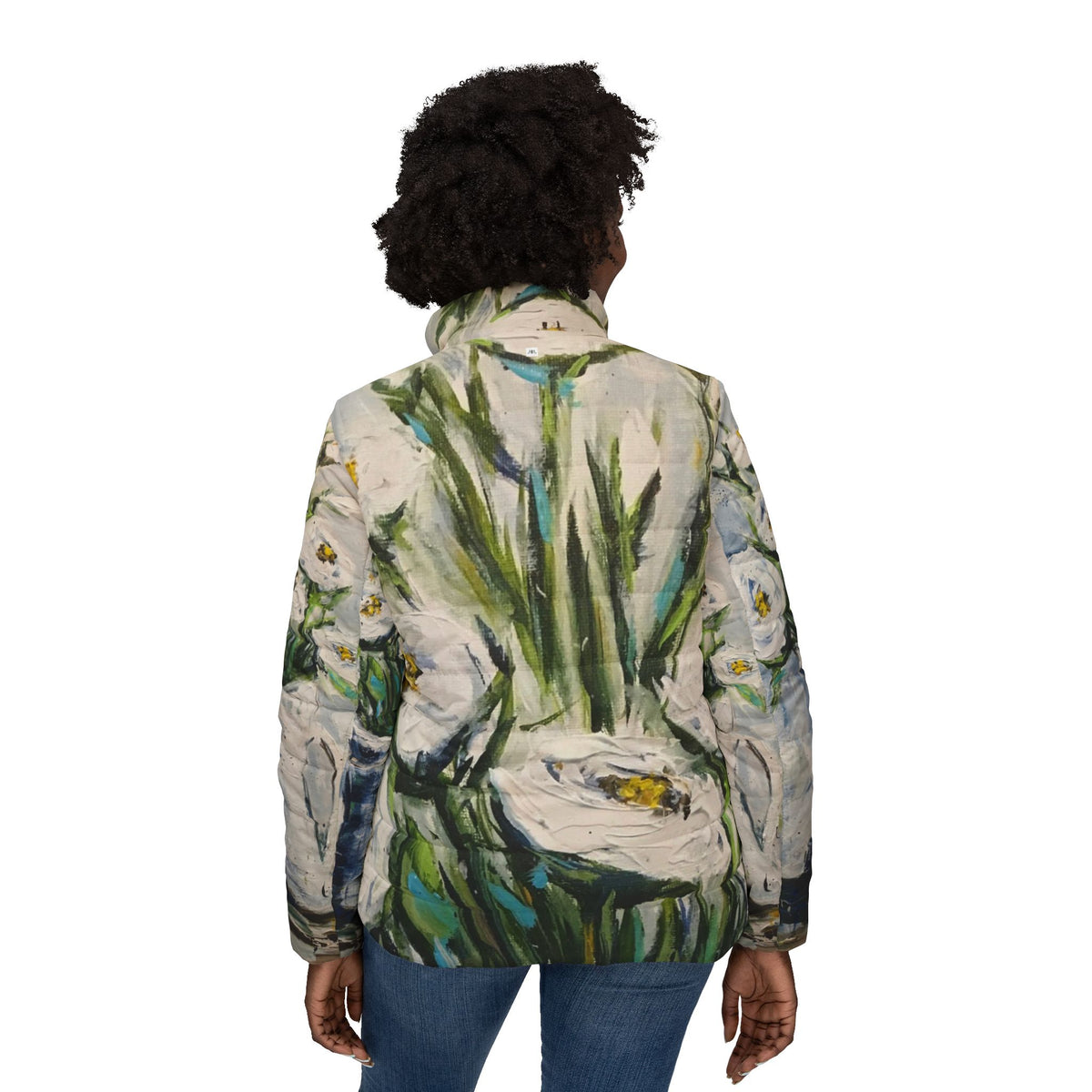 Women's Puffer Jacket - Roxy Rich Fine Art -Shabby Roses 2