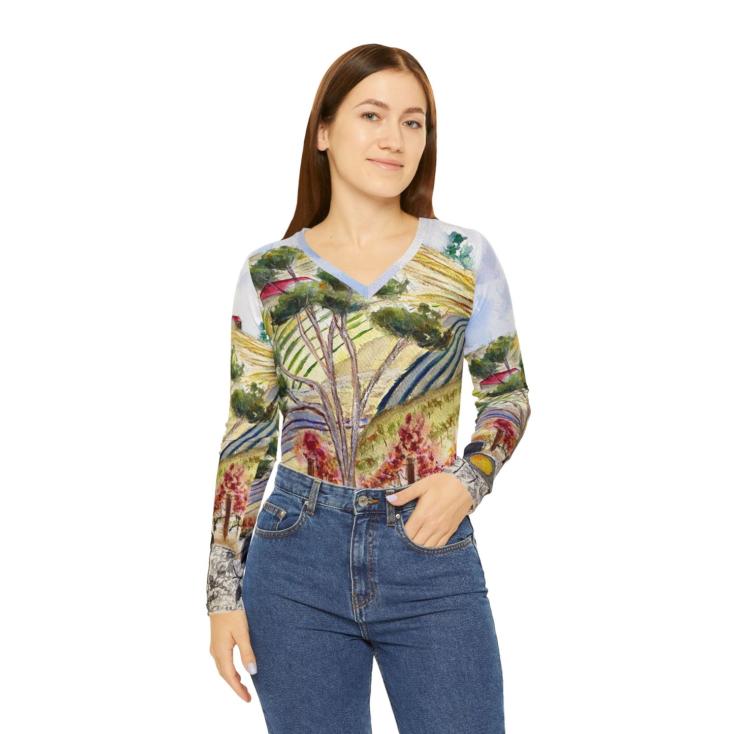 Long Sleeve Shirt-Patio View at GBV- V-neck Women's