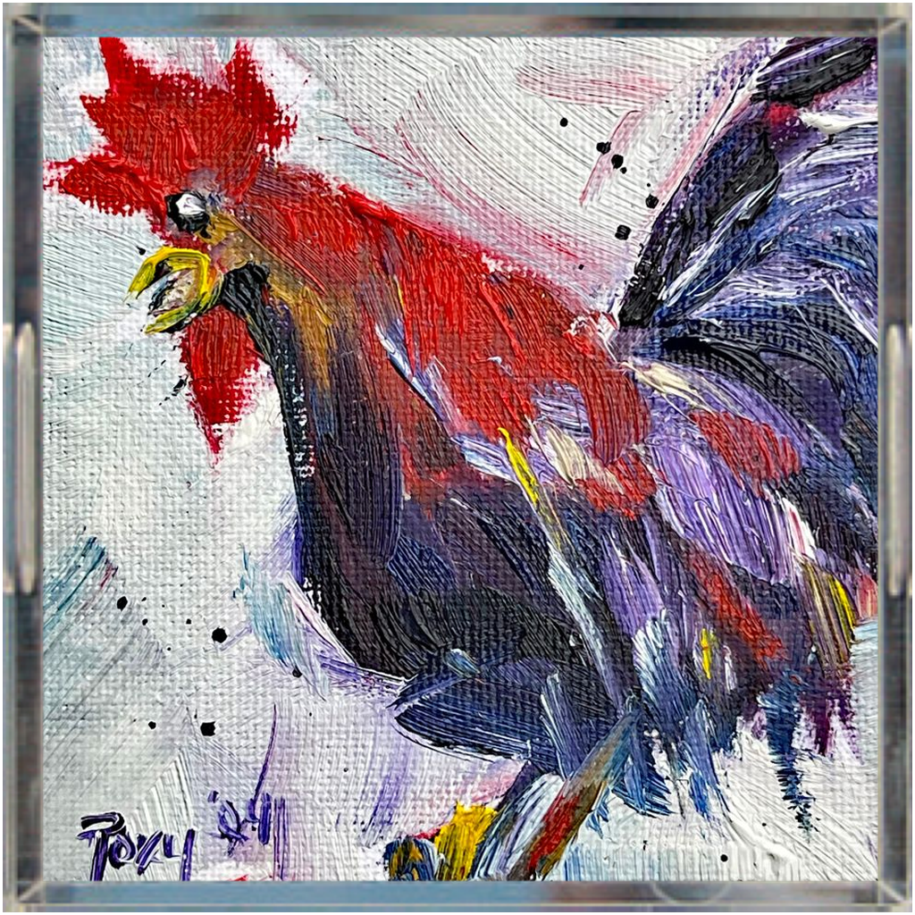 Comme le coq chante - Plateau acrylique carré