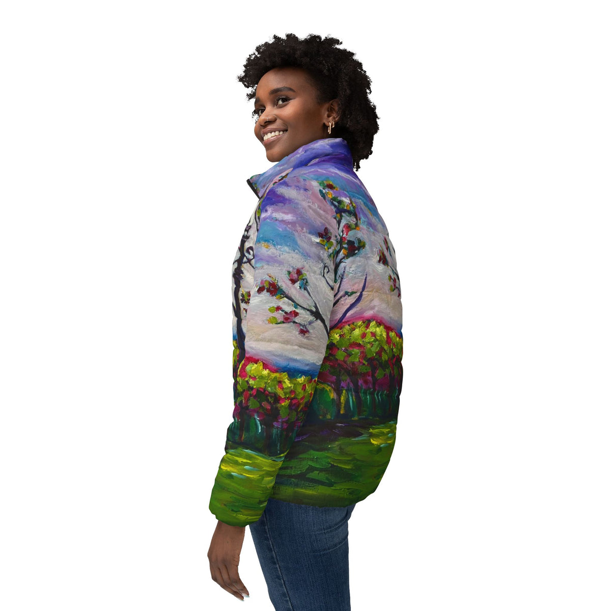 Women's Puffer Jacket - Roxy Rich Fine Art -Sundown in Surrey at Stanhill Court
