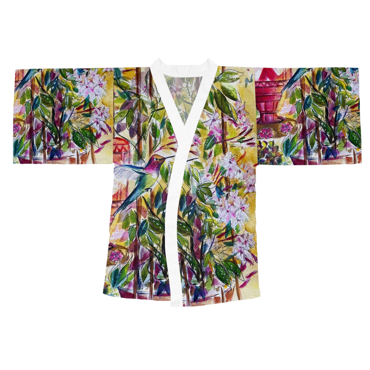 Kimono Robe - Elegant Hummingbird by the Jasmine