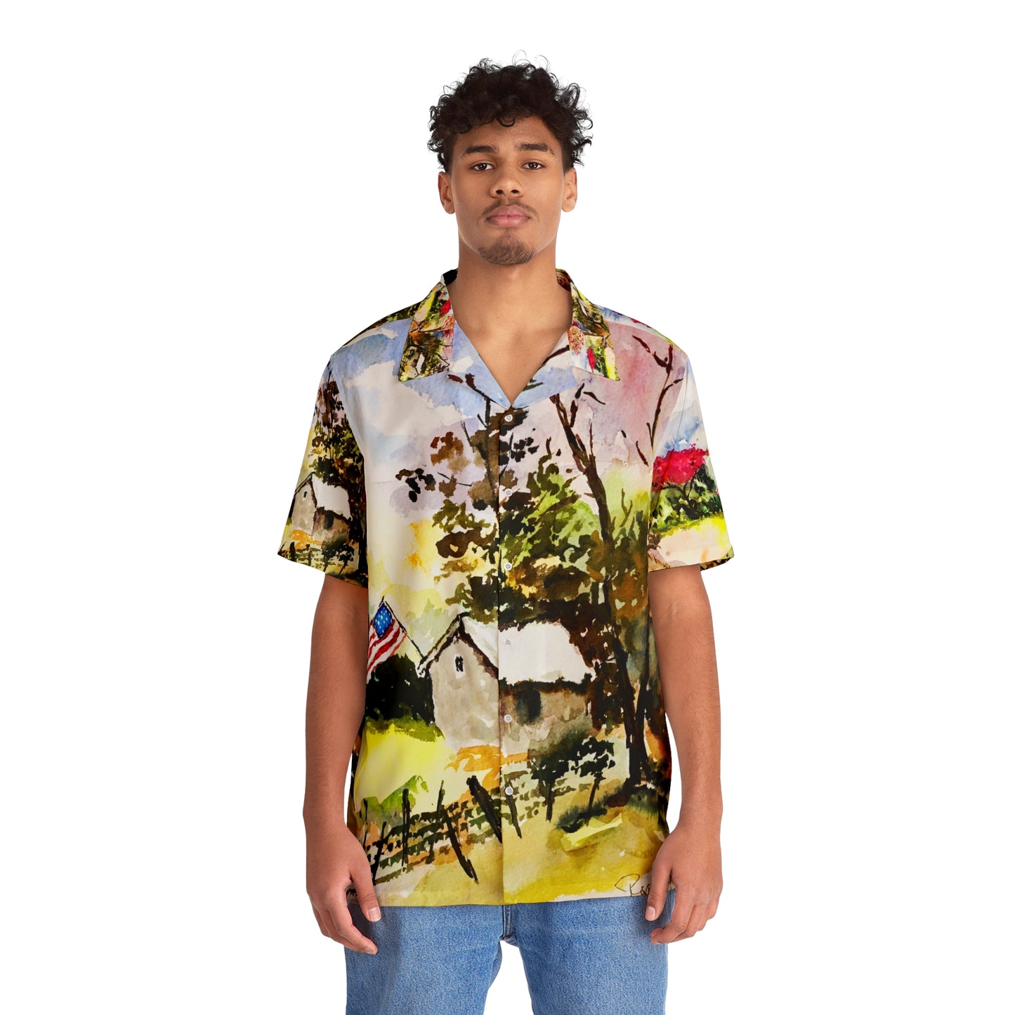 Land of the Free Patriotic Men's Hawaiian Shirt