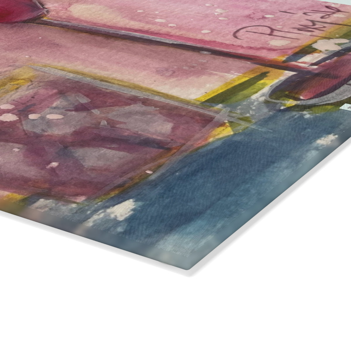 Glass Cutting Board-Pink Martini