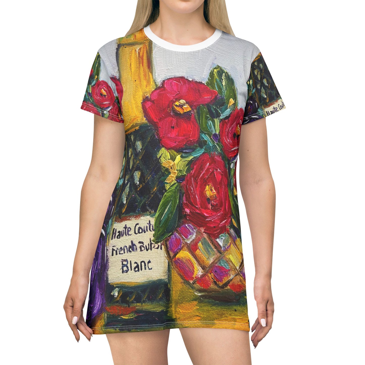 T-Shirt Dress (AOP)-French Bubbles