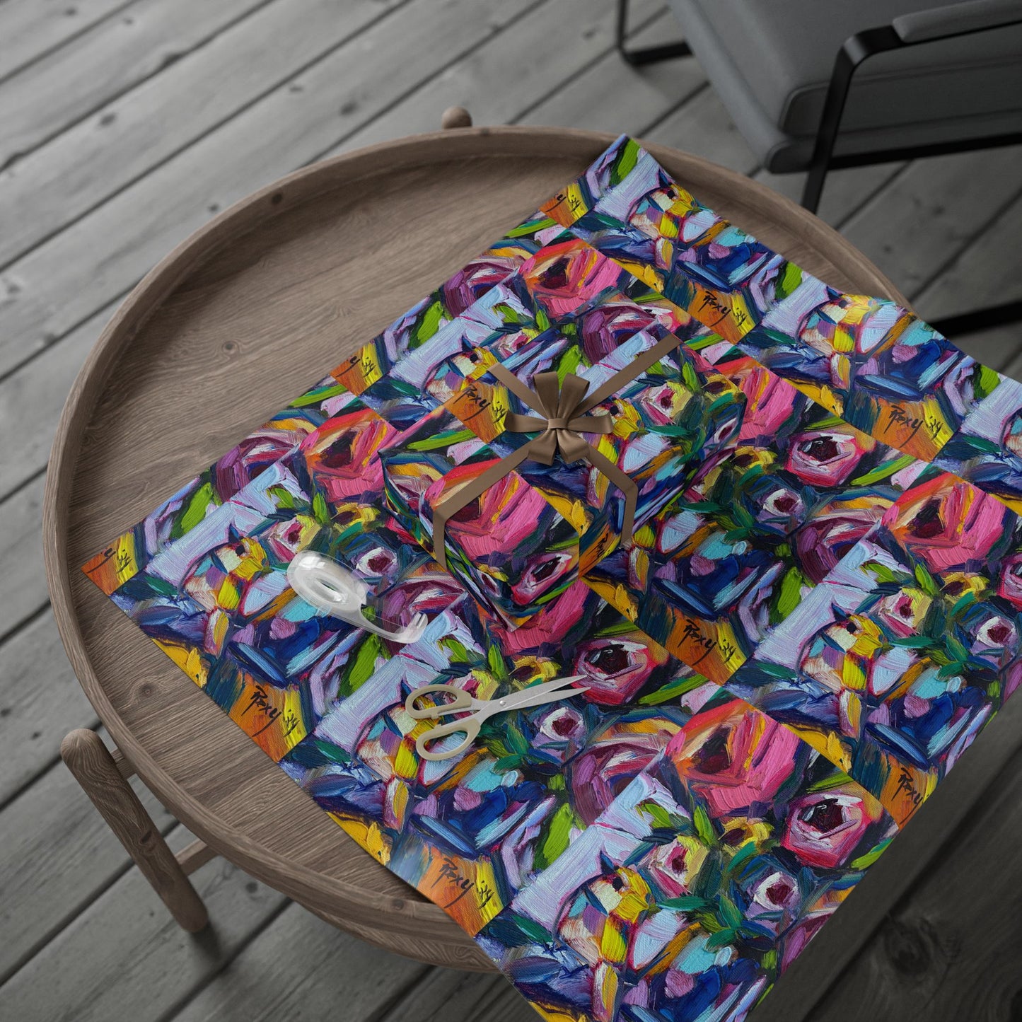 Abstract Blooms and Bird (3 Sizes) Wrapping Papers