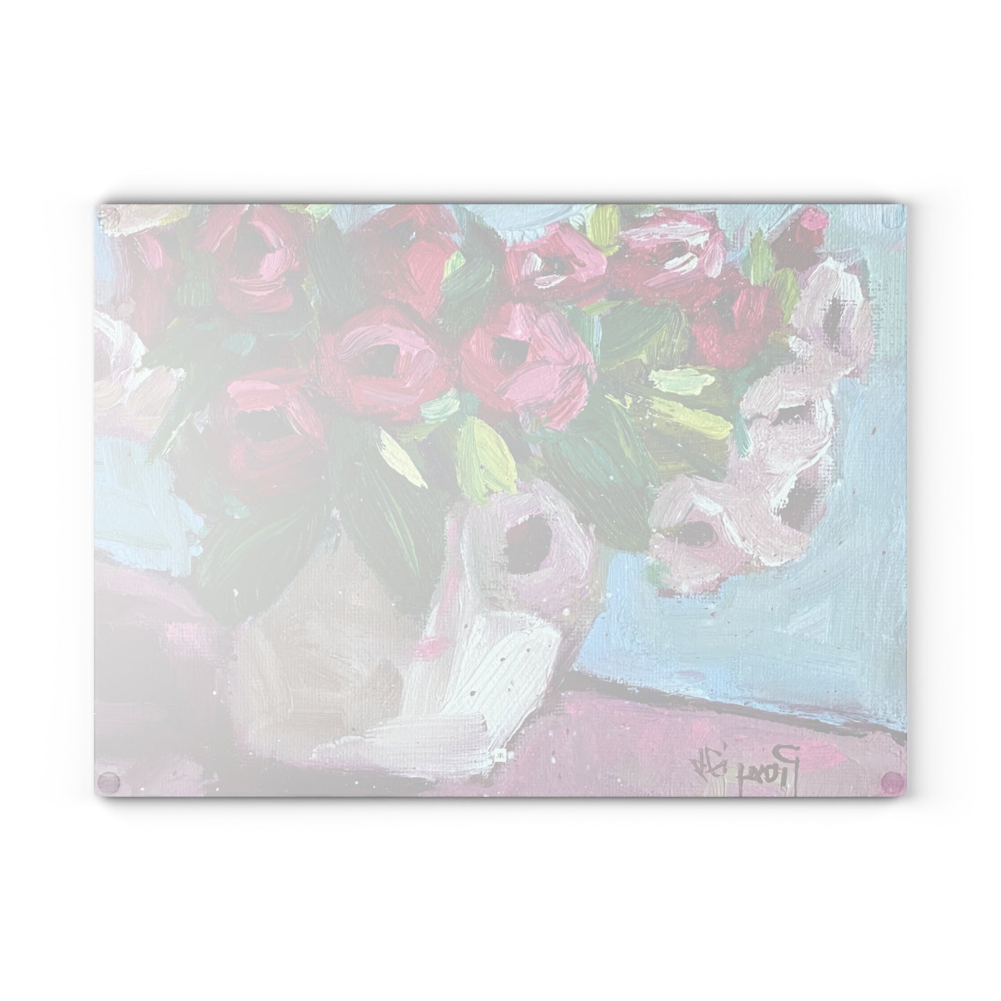 Glass Cutting Board-Blushing Blooms