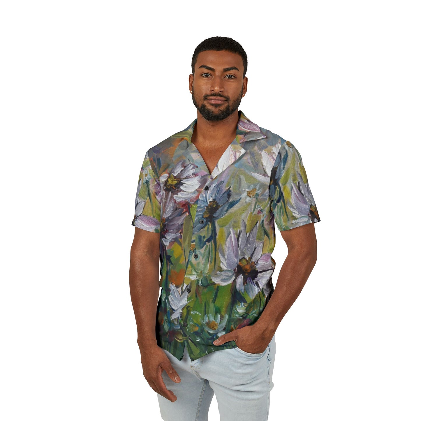 Men's Hawaiian Camp Shirt (AOP)-Daisies Garden