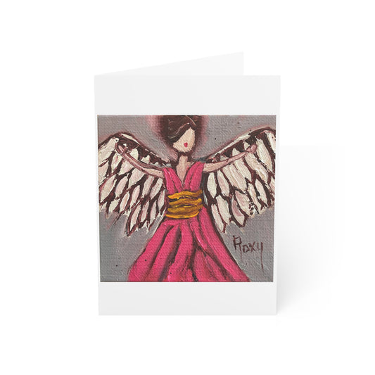 Pink Angel Folded Greeting Cards Blank inside