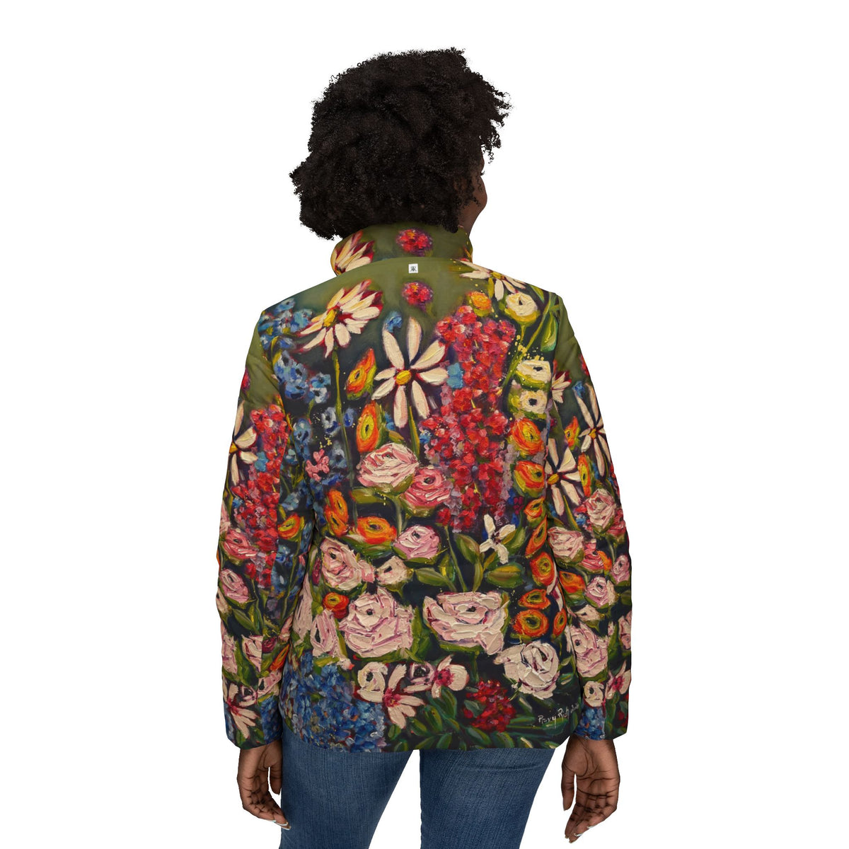 Women's Puffer Jacket - Roxy Rich Fine Art Design-Moonlight Meadow