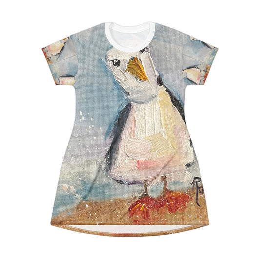 T-Shirt Dress -Inquisitive Seagull