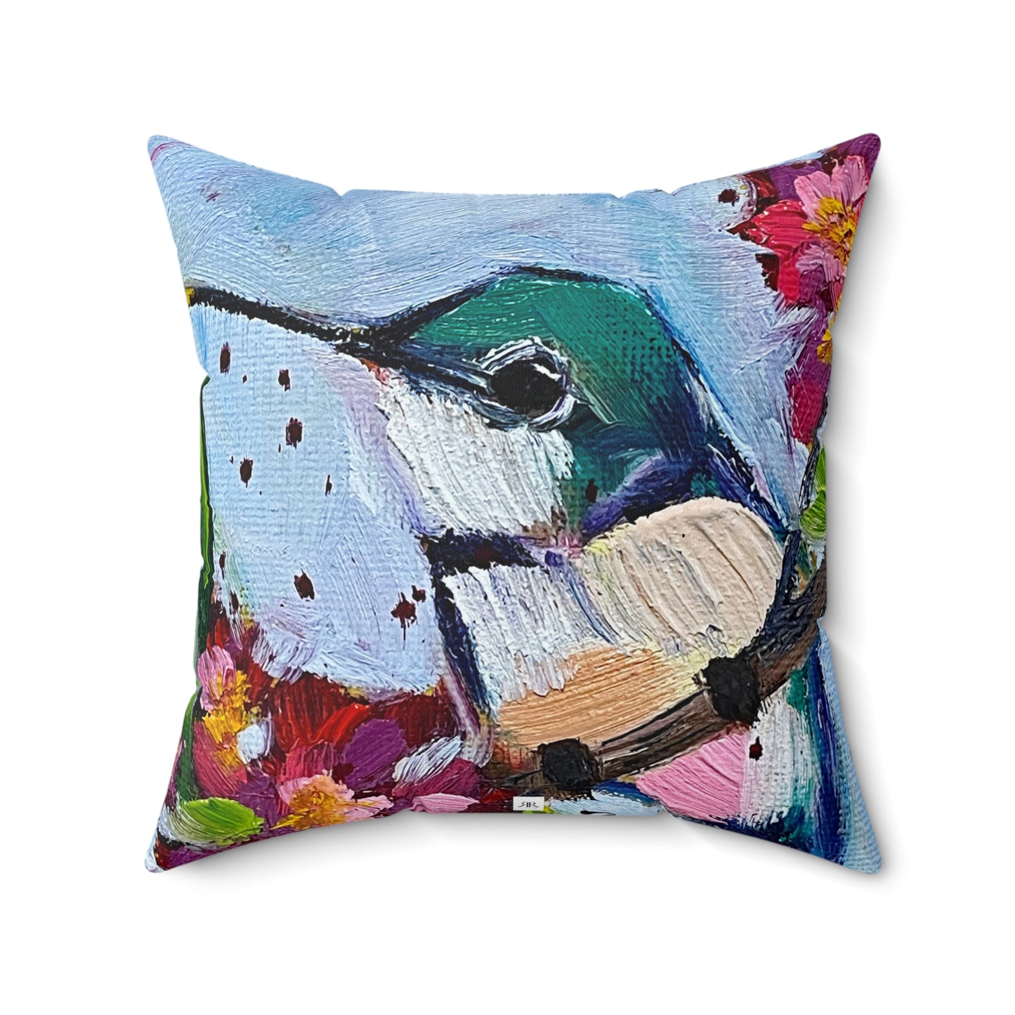 Curious Little Hummingbird Indoor Spun Polyester Square Pillow