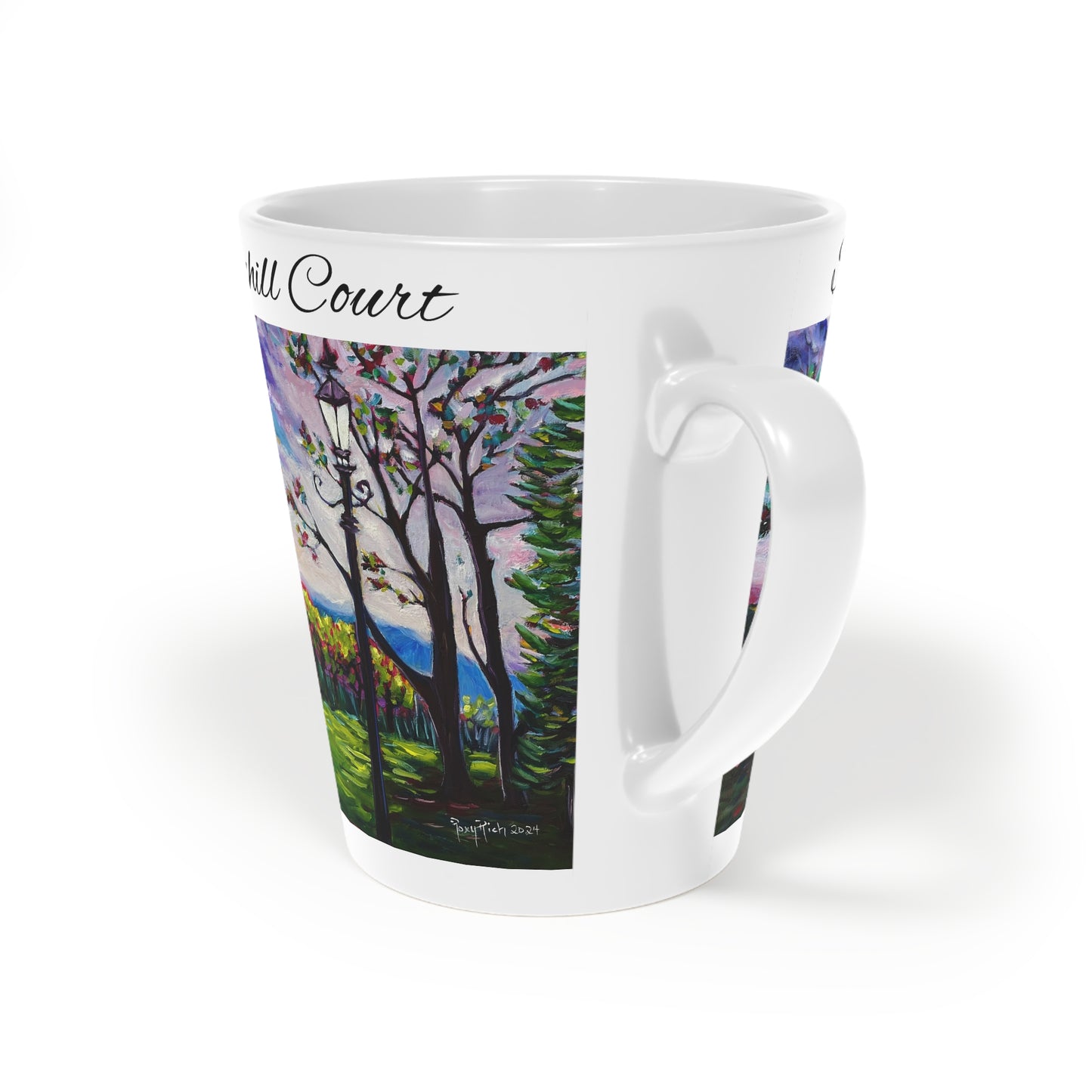 Sundown in Surrey Stanhill Court  with "Sundown in Surry" "Stanhill Court" Latte Mug, 12oz