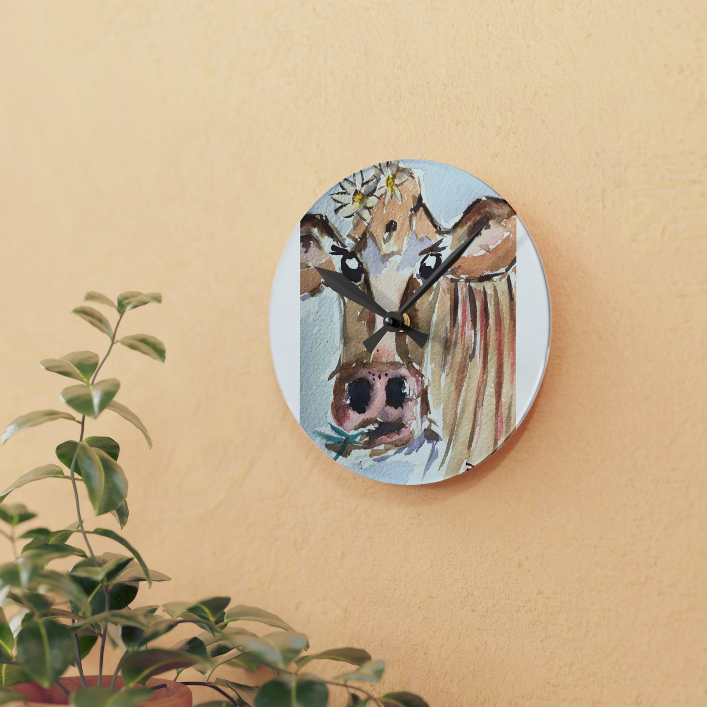 Daisy Mae Cow Acrylic Wall Clock