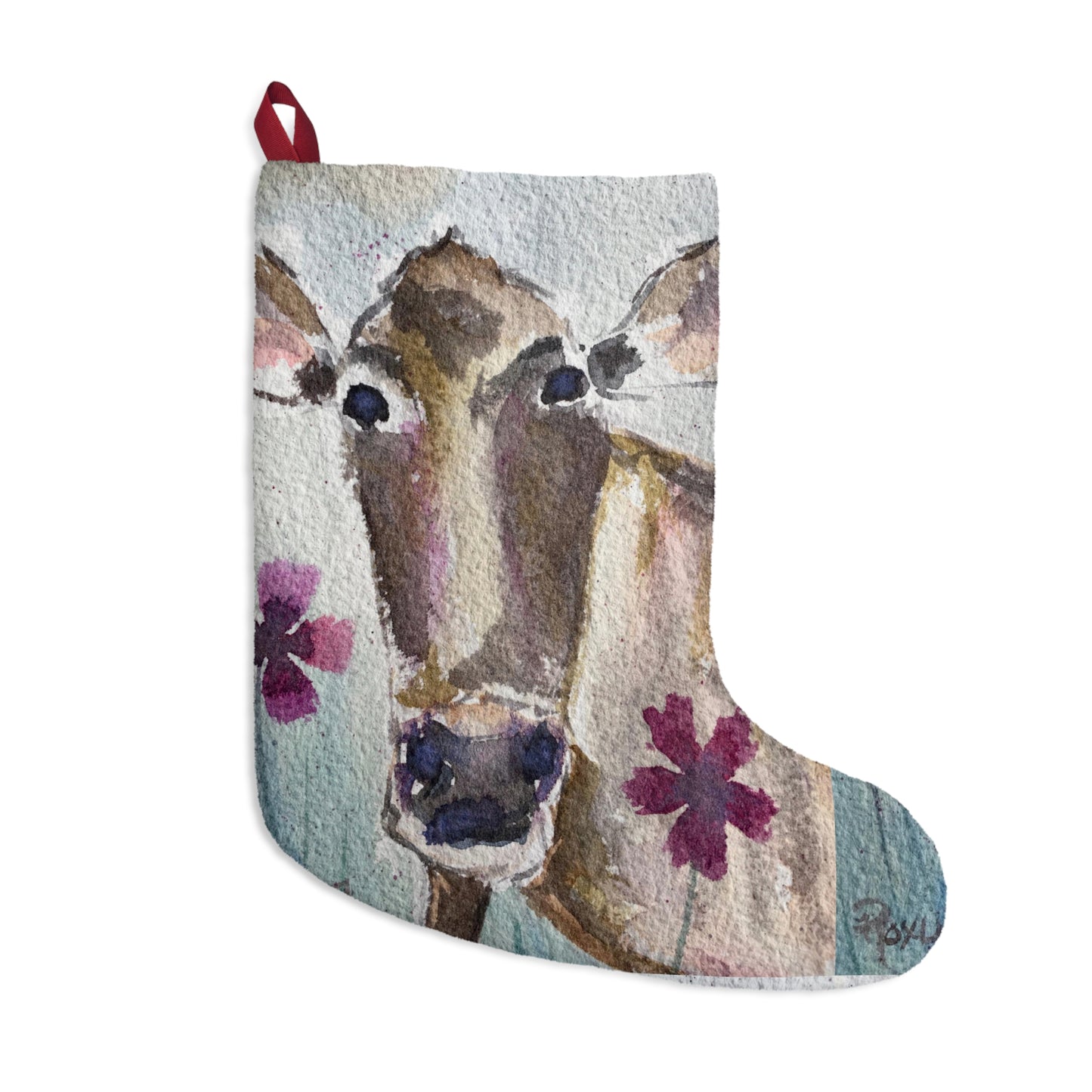 Petals Cow Christmas Stocking