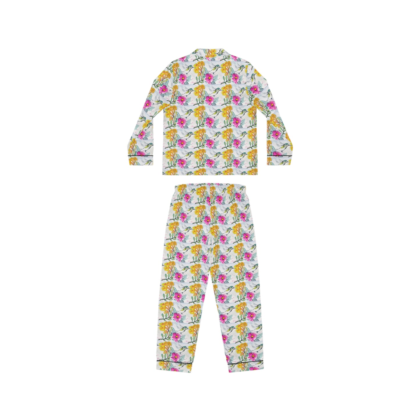 Satin Pajamas — Luxurious Silky Sleepwear Set- Floating Light Hummingbird