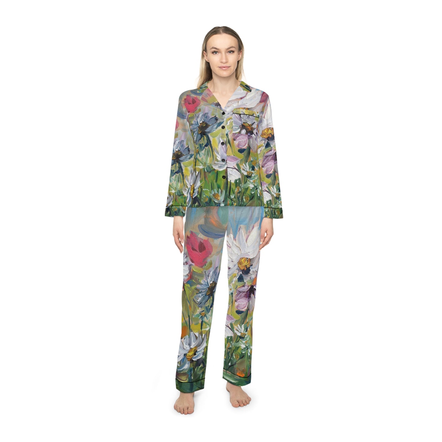 Satin Pajamas - Impressionist Daisies