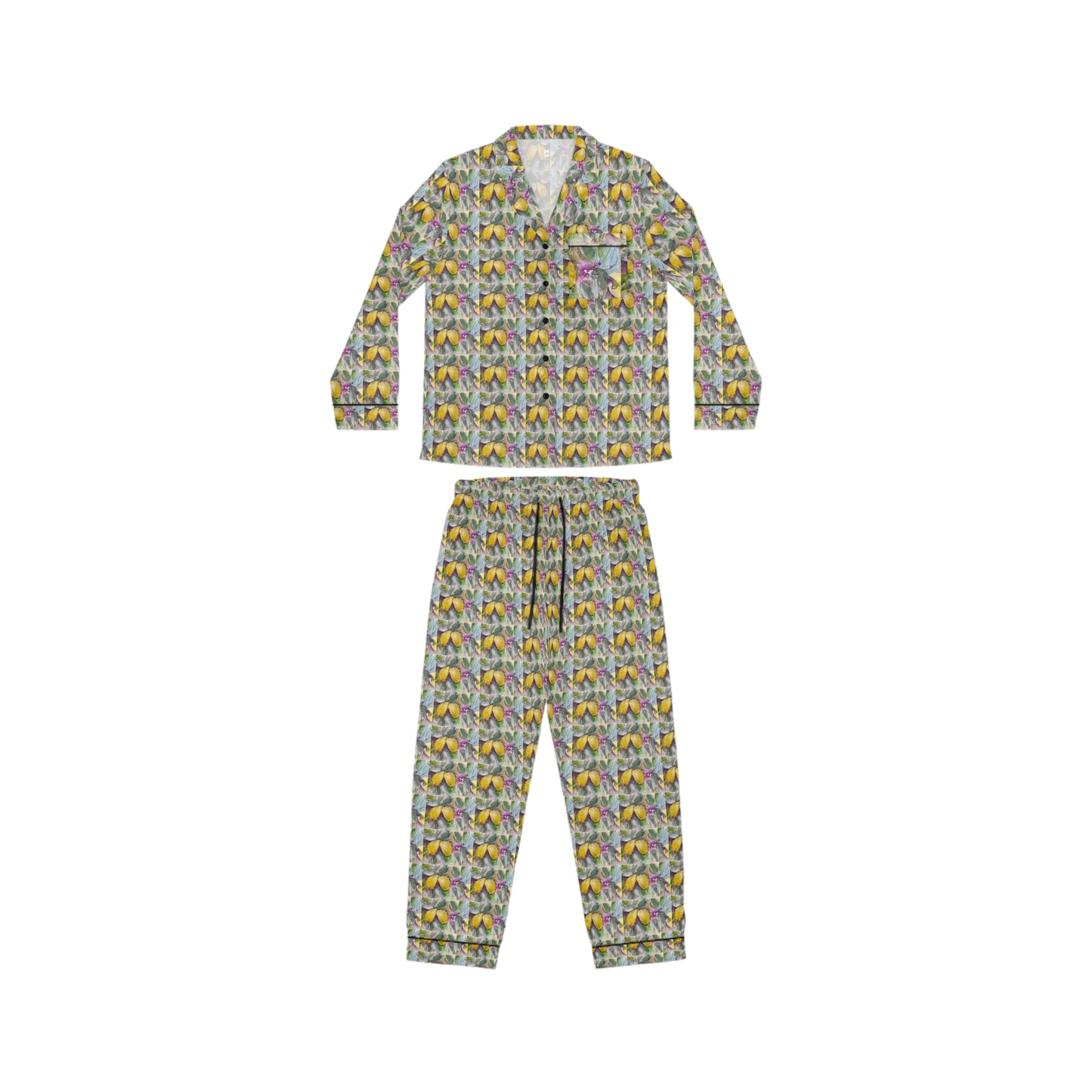 Satin Pajamas — Luxurious Silky Sleepwear Set- Loose Lemons